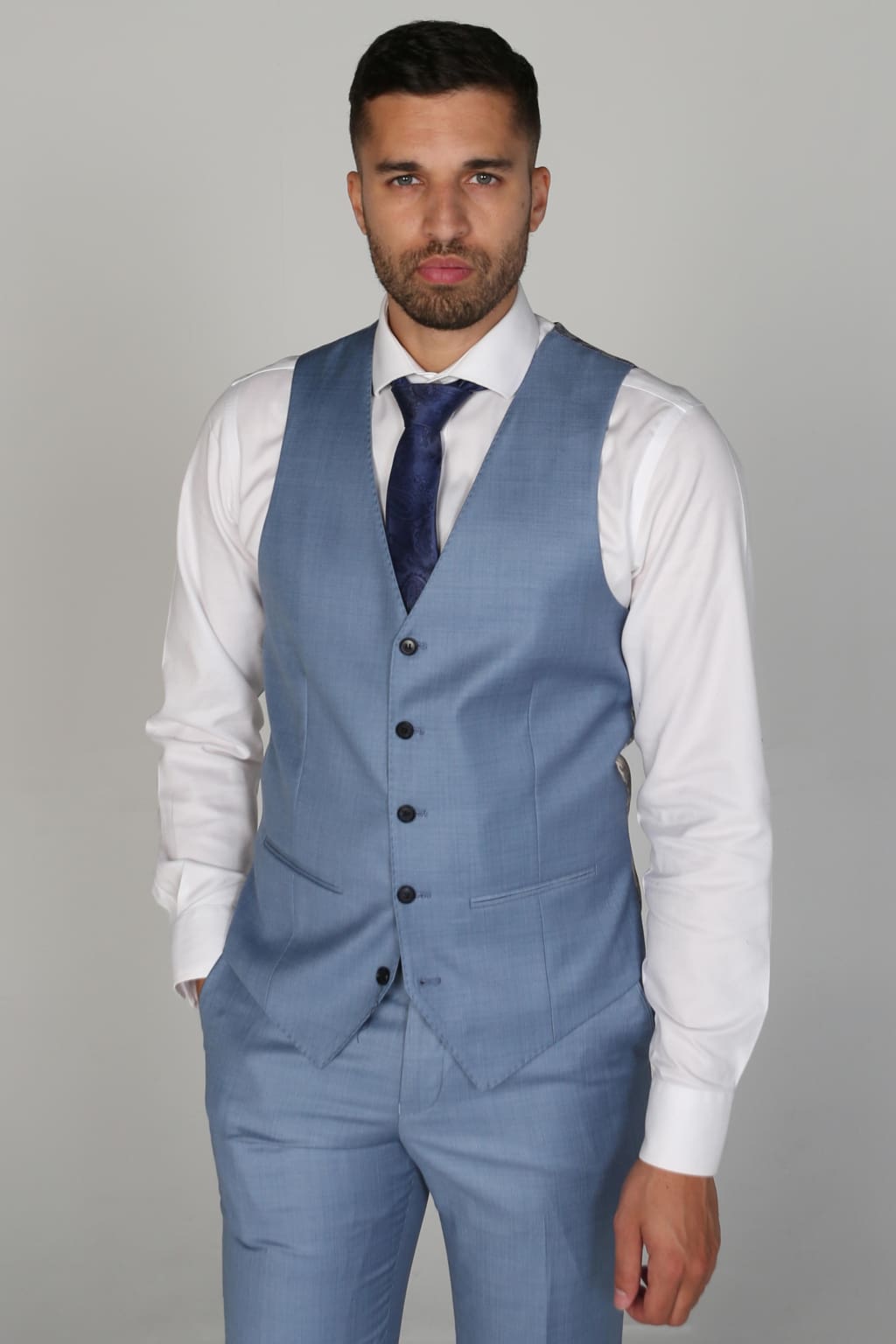 Charles Men's Blue Three Piece Suit - Premium Slim Fit Business Suit Set for Weddings, Office & Formal Events
