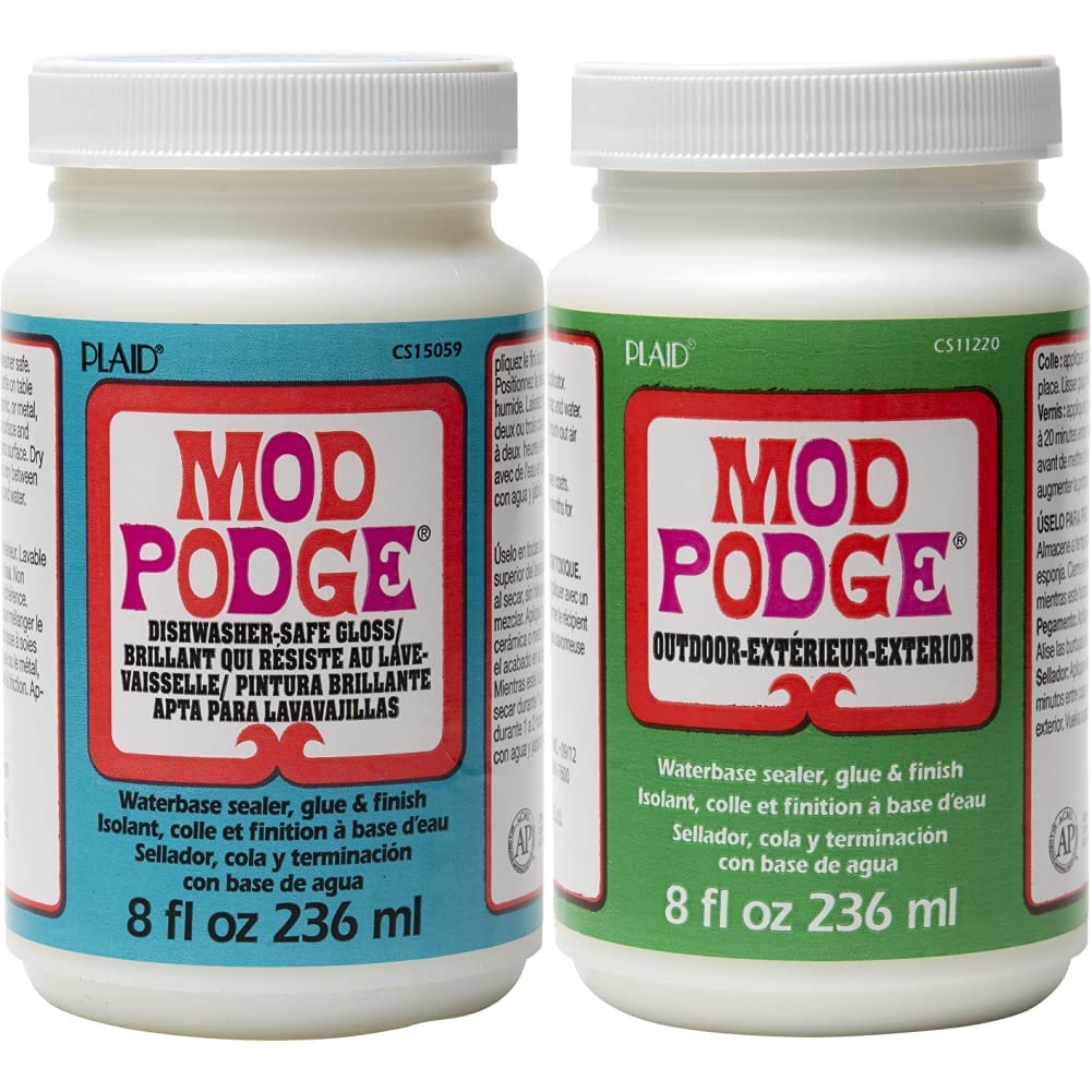 Mod Podge Water-Based Sealer, Glue & Clear Finish - 8 oz Dishwasher Safe Glossy Craft Adhesive for DIY Projects, Scrapbooking & Home Decor