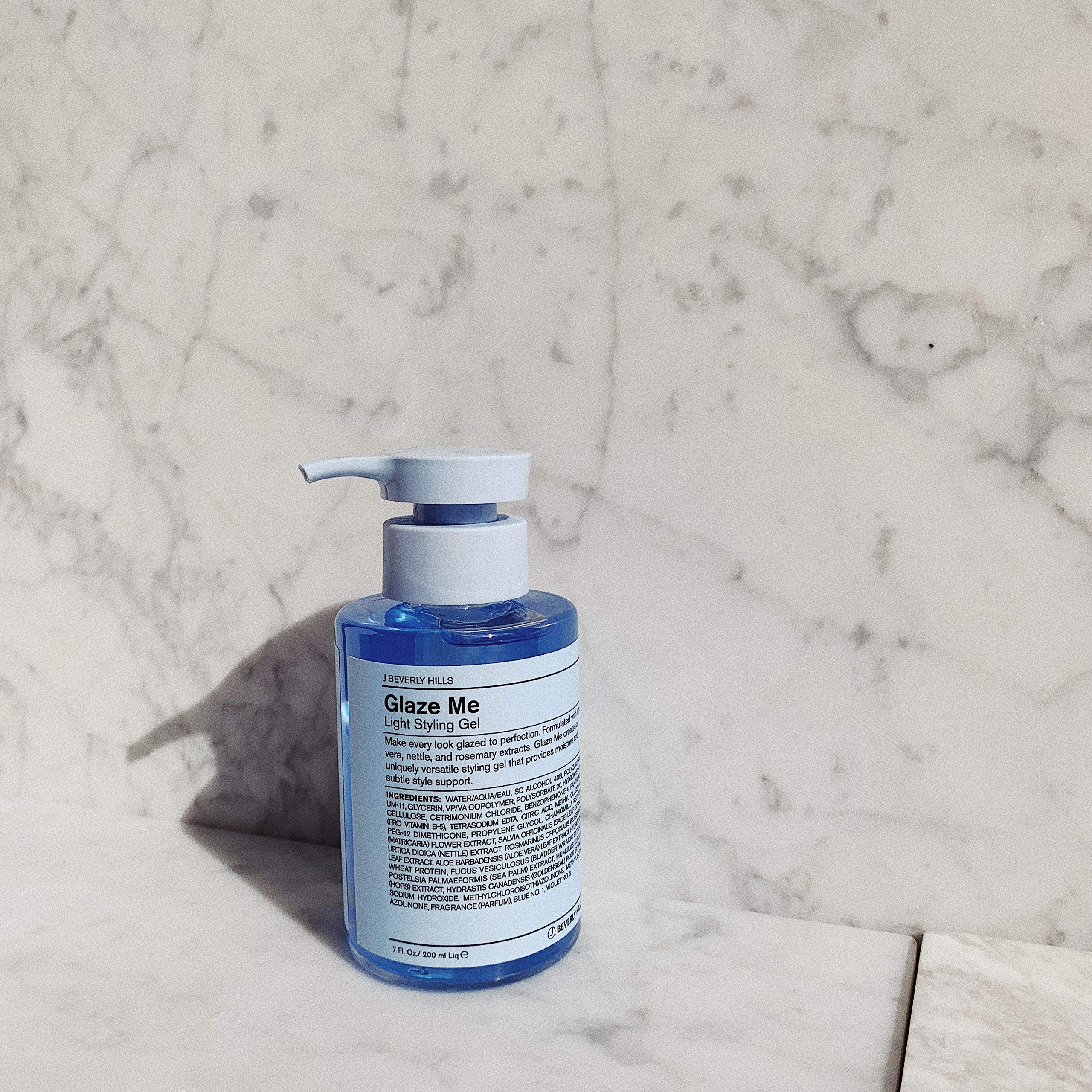 J Beverly Hills Blue Glaze Me Light Styling Hair Gel with Aloe Vera - 7 Oz for Moisture & Light Hold - Perfect for Everyday Styling, Frizz Control & Natural Shine