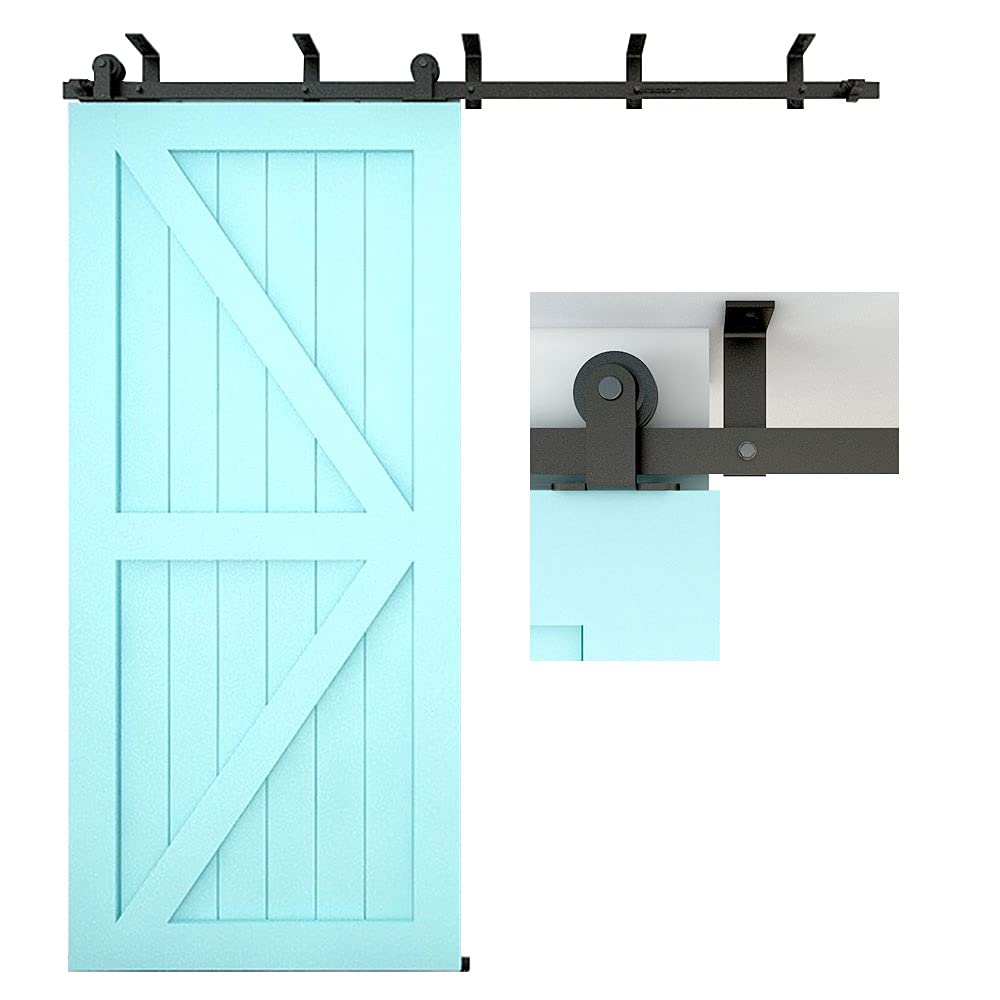 TSMST 5.5FT Ceiling Mount Sliding Barn Door Hardware Kit - T Style Track System for 33