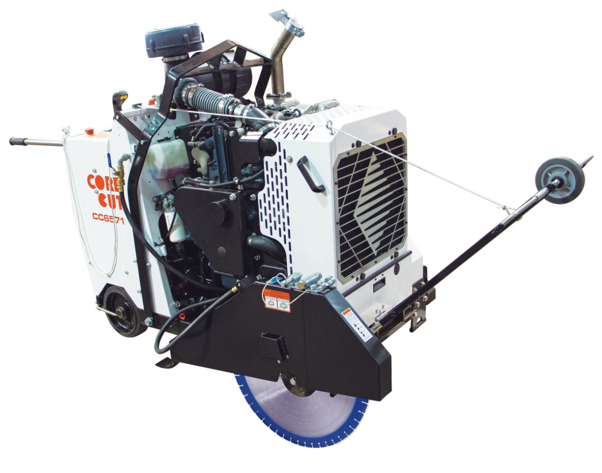 CC6571D Diesel Liquid Cooled Walk Behind Concrete Saw - Heavy Duty Construction Equipment for Cutting Asphalt, Concrete & Pavement - Ideal for Road Work, Demolition & Landscaping Projects