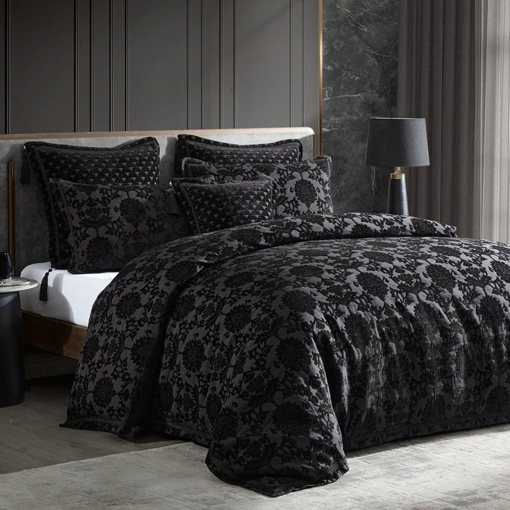 Premium Imperial Black Square Cushion Pillow Cover by Davinci - Luxury Home Decor for Sofa, Bed & Living Room