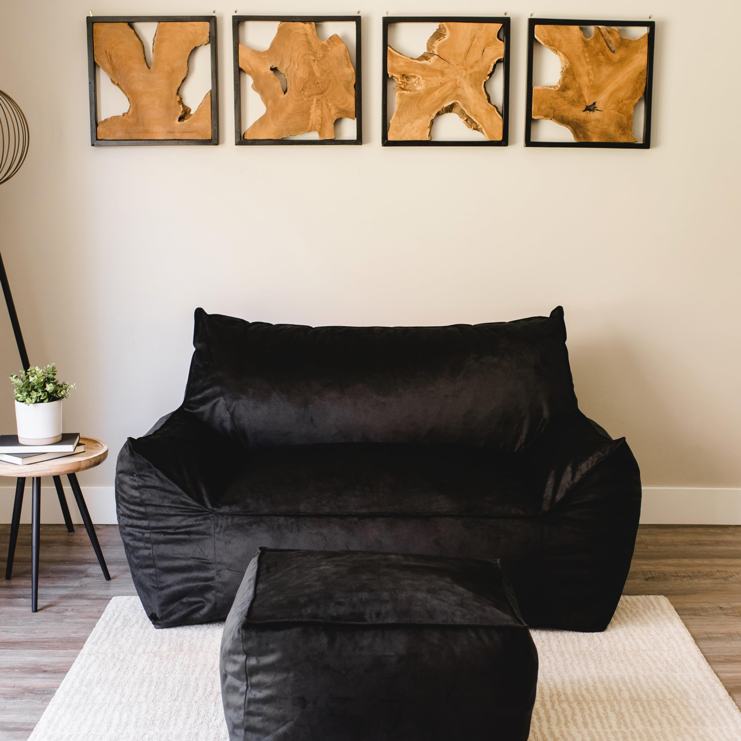 Big Joe Imperial Fuf Foam Filled Bean Bag Sofa - 5ft Giant Size with Removable Black Plush Cover | Ultra Soft Polyester | Perfect for Living Rooms, Game Rooms & Dorm Lounging