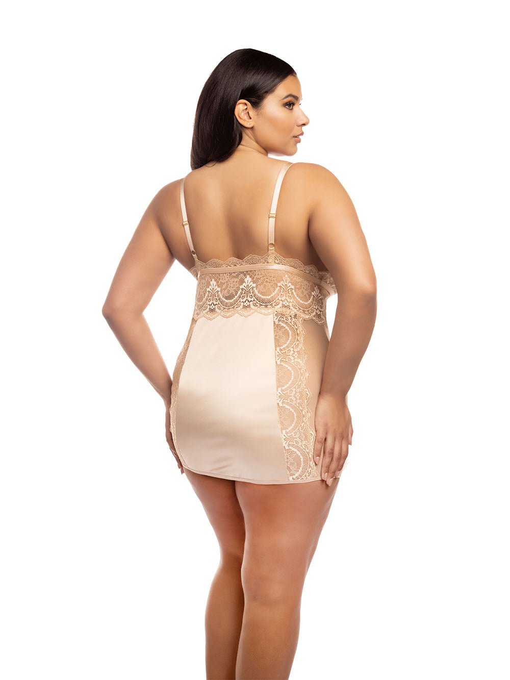 Curvy Laura Satin Babydoll Dress - Sexy Lingerie for Women | Plus Size Nightwear for Date Night & Boudoir Photography