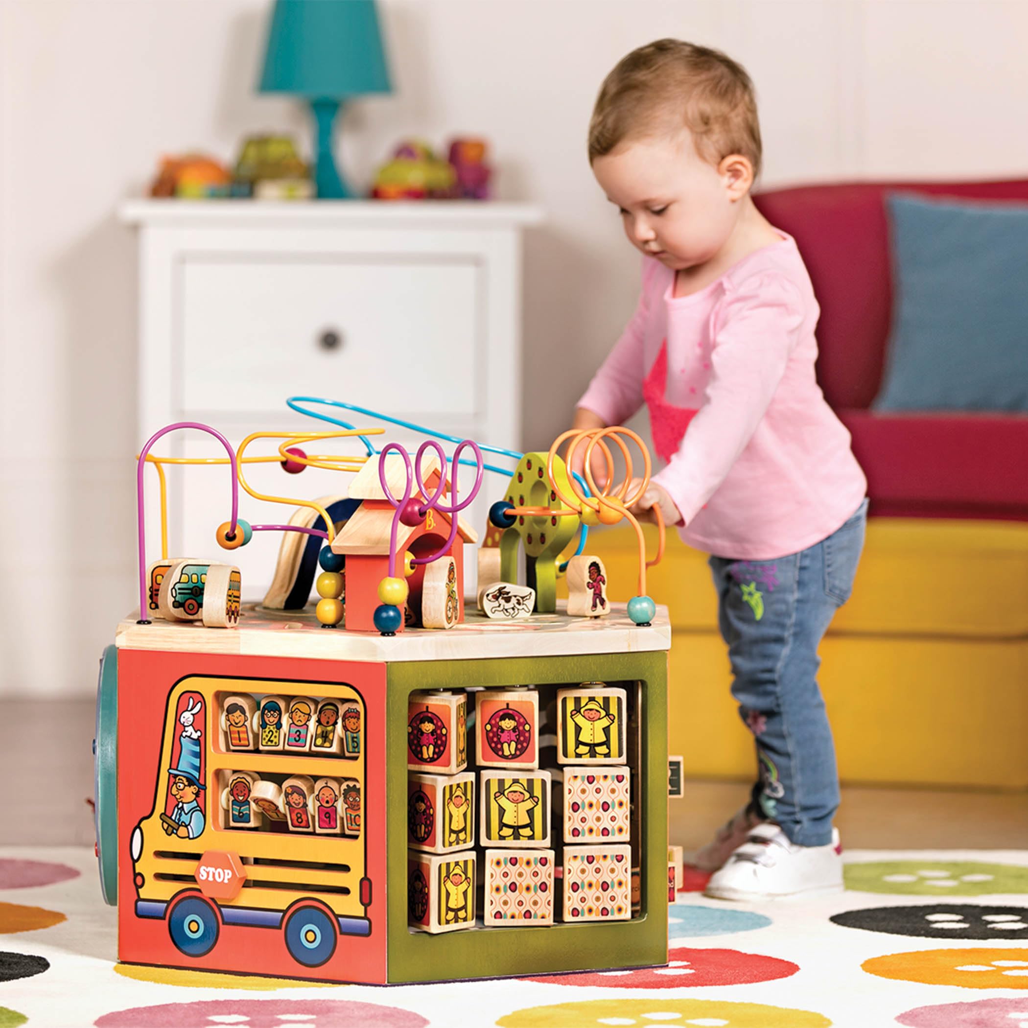 B. Toys Youniversity Wooden Activity Cube – Educational Learning Toy for Toddlers & Kids 12+ Months – Alphabet, Numbers, Shapes – Developmental STEM Toy for Early Childhood – Perfect for Playtime, Classroom & Homeschool Learning Activities