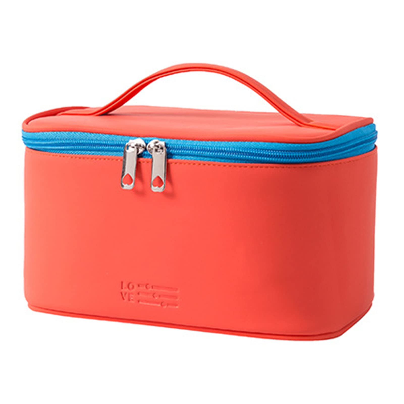 Faux Leather Travel Makeup Bag with Handle - Pink for Cosmetics & Toiletries - Perfect for Travel & Bathroom Use