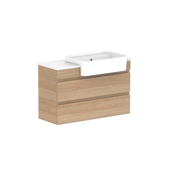 ADP Glacier Pro Semi-Recessed All-Drawer Twin Vanity with Solid Surface Top - Modern Bathroom Sink Cabinet for Master Bath & Guest Room Remodel
