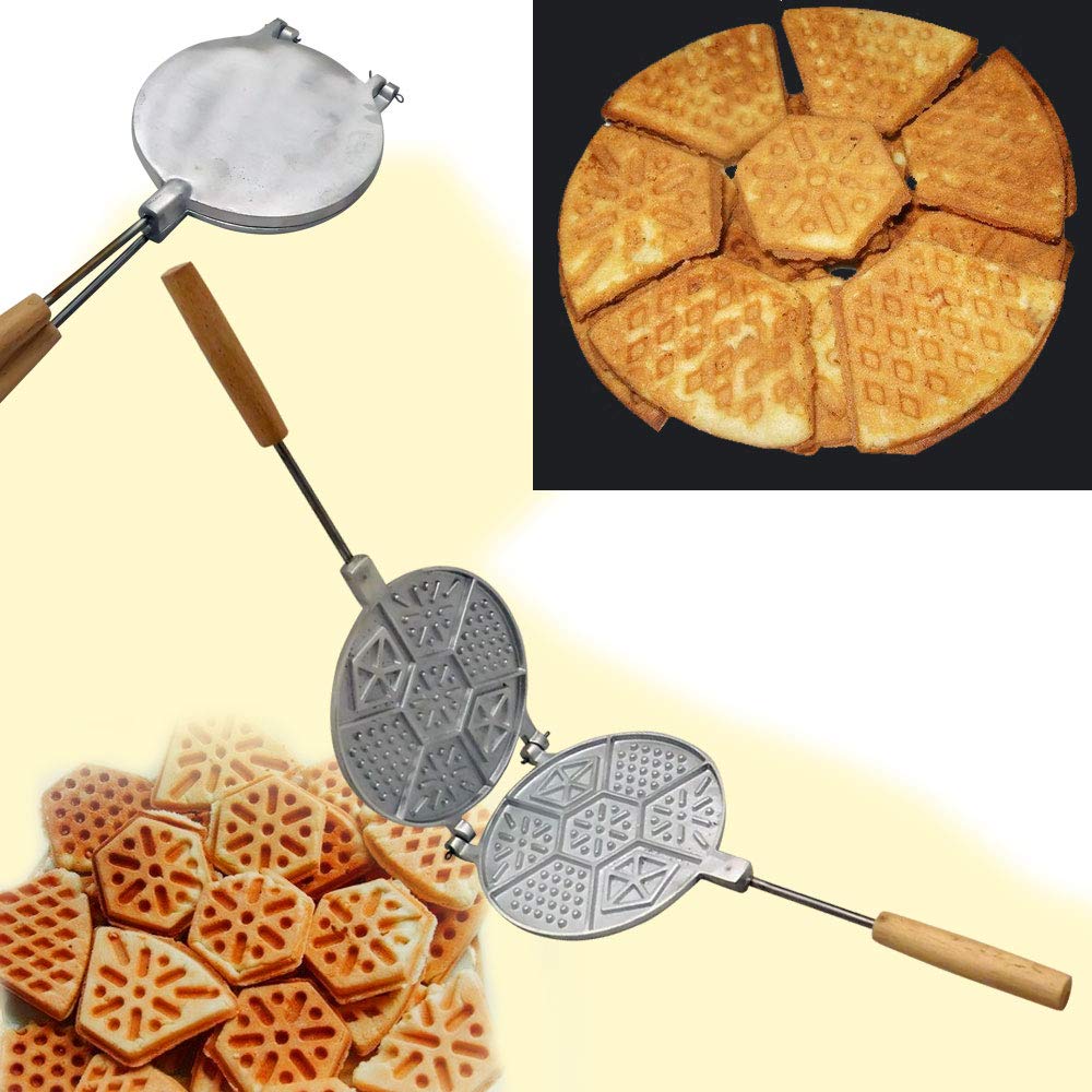 Premium Aluminum Alloy Waffle Cookie Mold Maker for Sweet Russian Waffles & Cookies | Non-Stick Bakeware with Free Russian Recipe Book | Perfect for Home Baking, Party Treats & Holiday Desserts