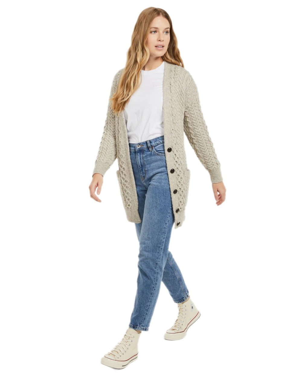 Aran Delphi Boyfriend Cardigan - Cozy Oversized Knit Sweater for Women | Perfect for Fall & Winter Layering, Casual Outfits, and Coffee Dates