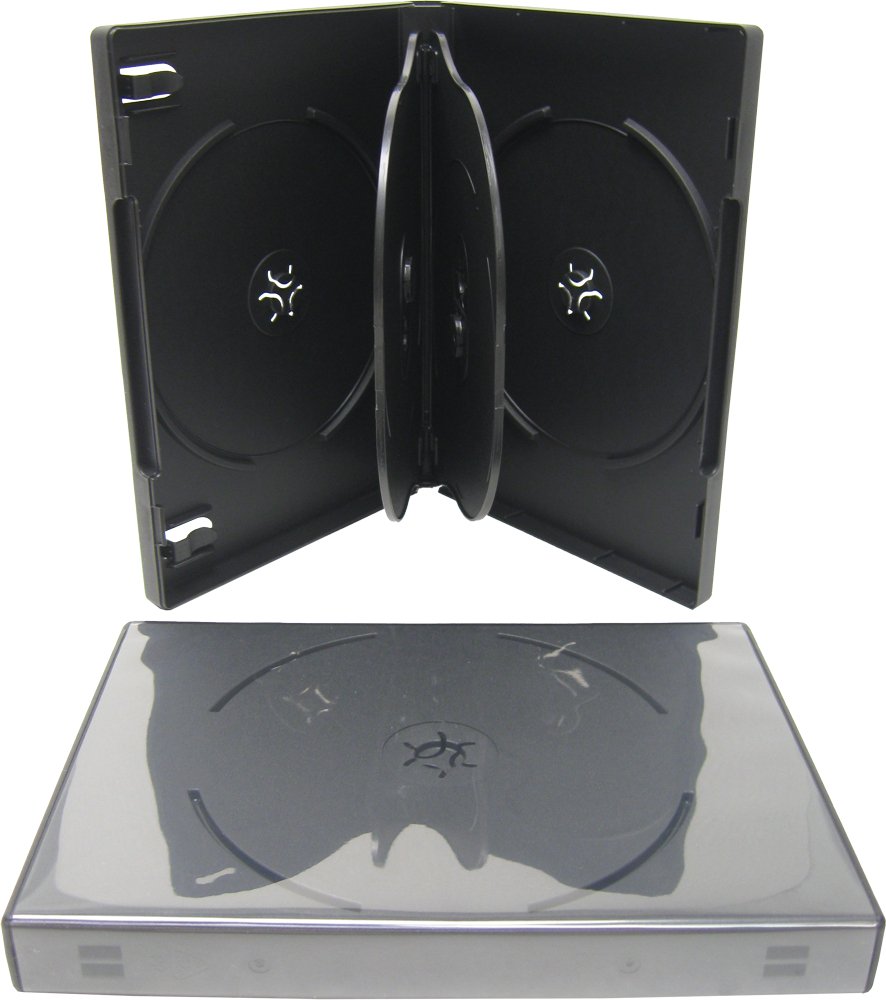 100 Black 6-Disc DVD Cases with Slim Design - Durable Storage for Movies, Music & Data - Perfect for Home Theater, Car Organizer & Media Collections