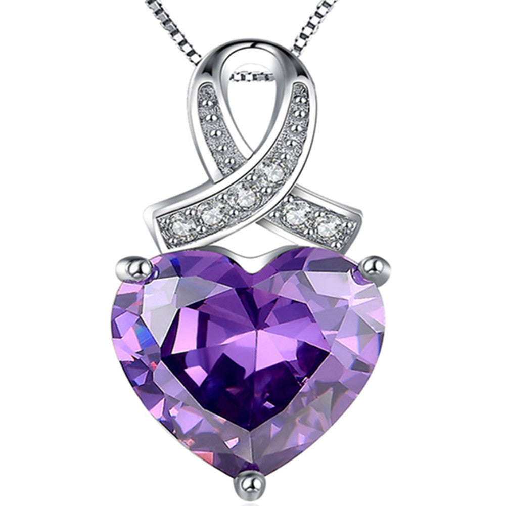 MABELLA 925 Sterling Silver Simulated Birthstone Heart Pendant Necklace for Women | Elegant Jewelry Gift for Birthday, Anniversary & Valentine's Day | Perfect for Everyday Wear & Special Occasions