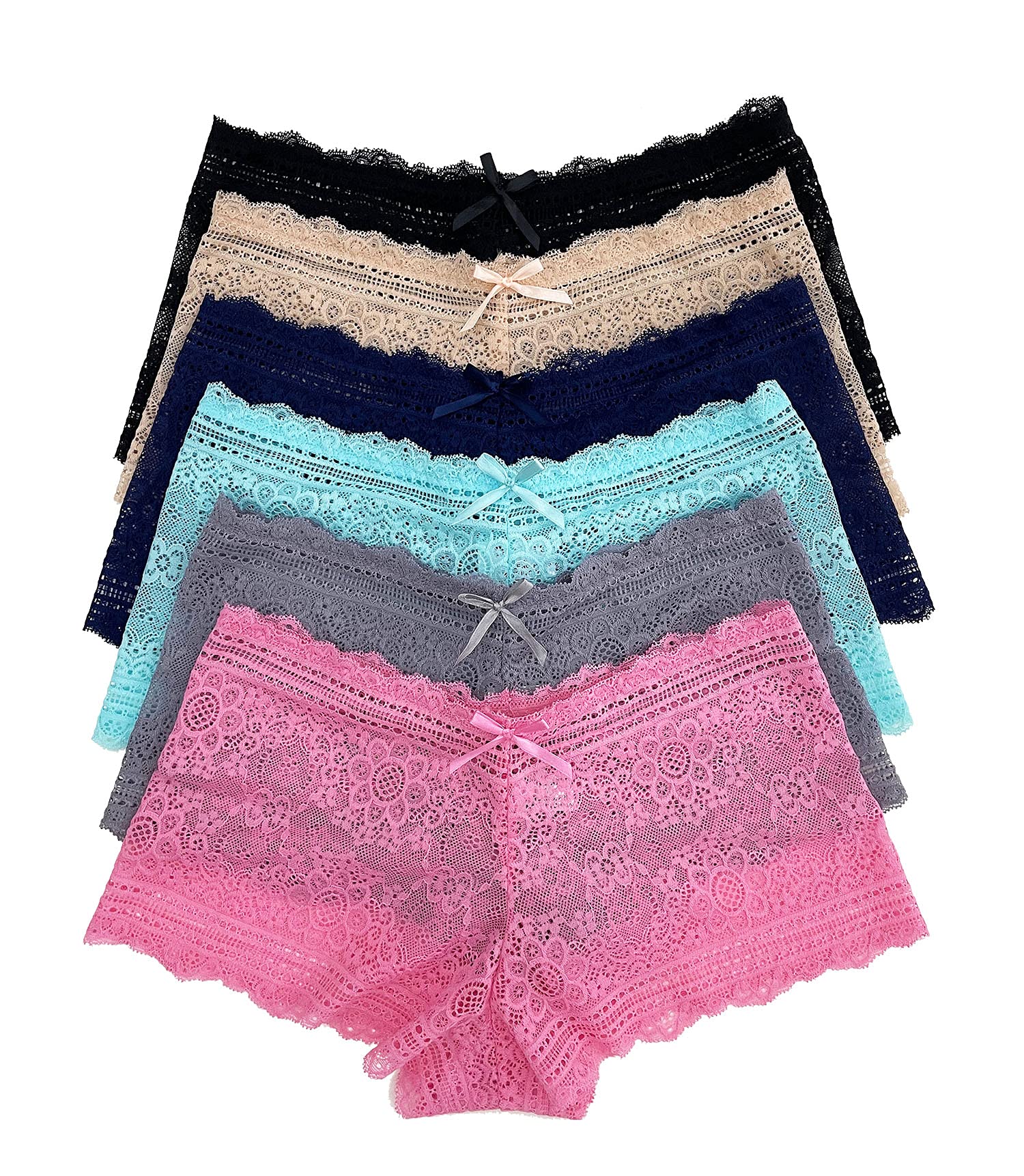Iheyi 12 Pack Women's Cotton Lace Boyshort Panties - Regular & Plus Size Underwear for Comfort & Style - Perfect for Daily Wear, Sleepwear & Intimate Moments