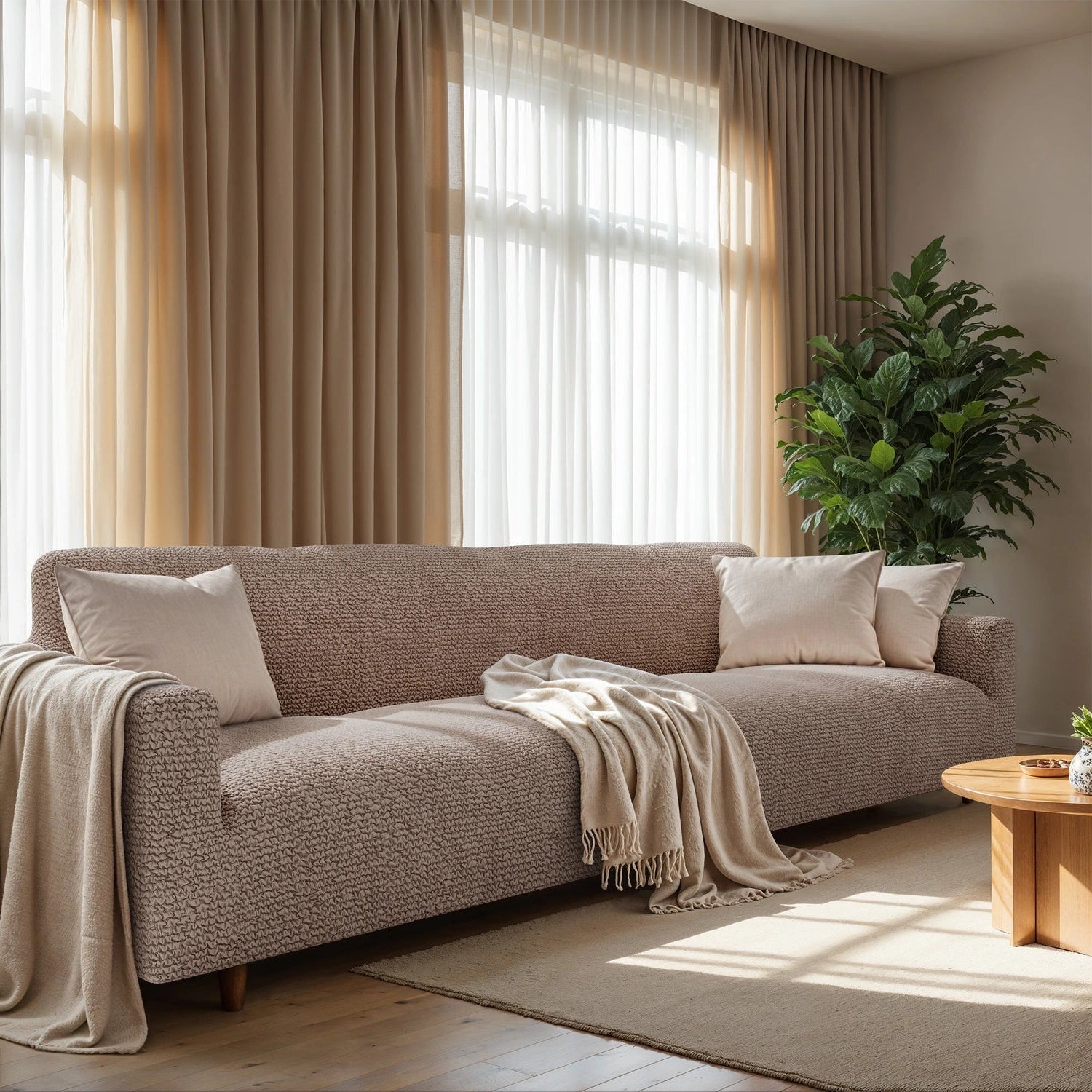 4-Seater Sofa Slipcover - Soft Microfiber Fabric, Stretchable & Washable - Perfect for Living Room, Family Room & Home Decor