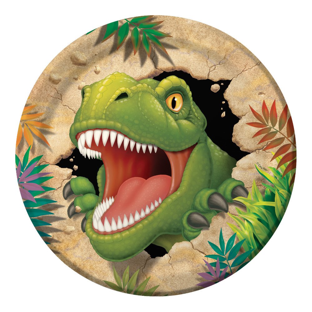 Creative Converting Dino Blast 8-Count Dinosaur Themed Paper Dinner Plates for Kids Birthday Parties, Picnics & Fun Gatherings