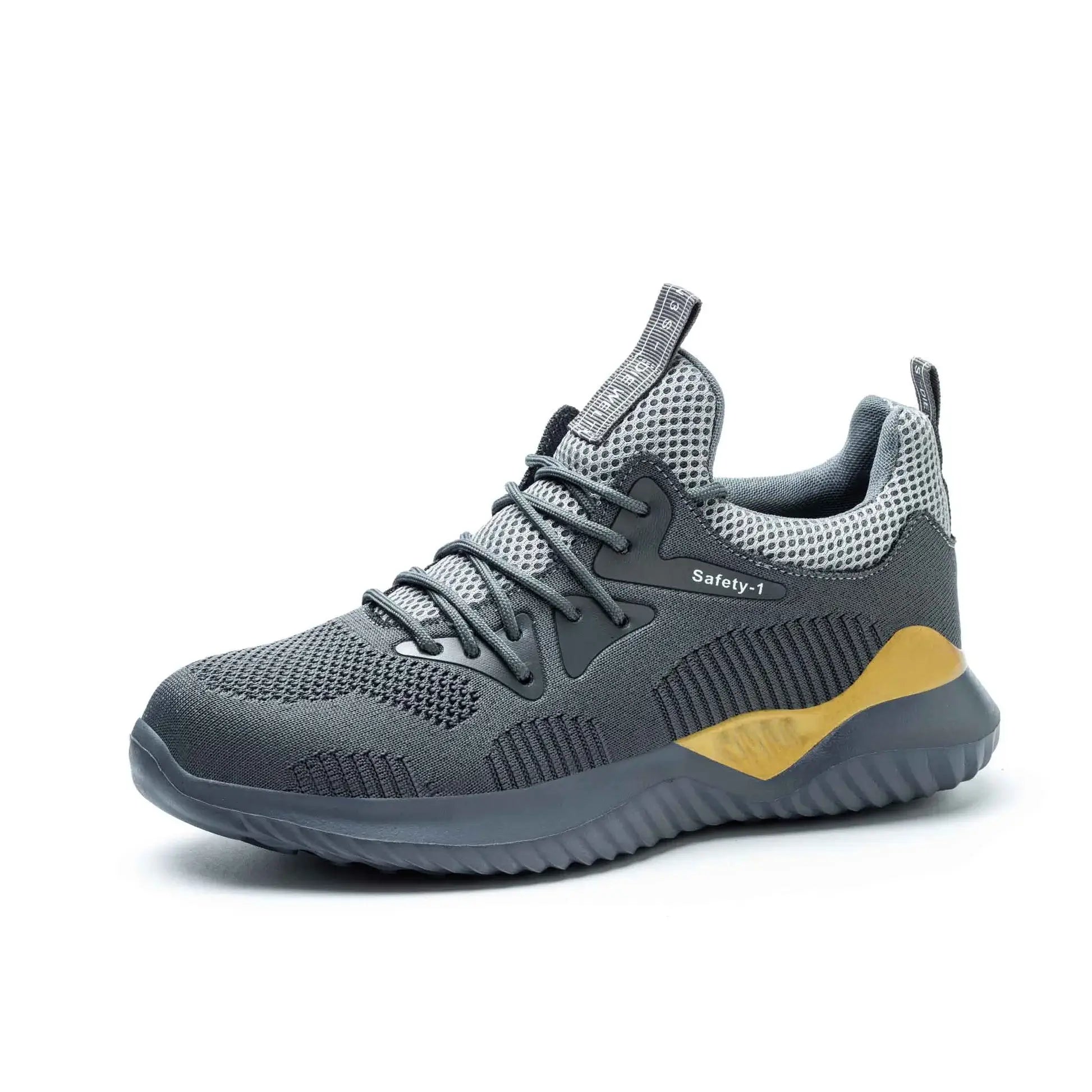 Steel Toe Work Boots for Men - Gray G307 Mid Cut Safety Shoes with Slip Resistant & Electrical Hazard Protection - Ideal for Construction, Warehouse & Outdoor Jobs