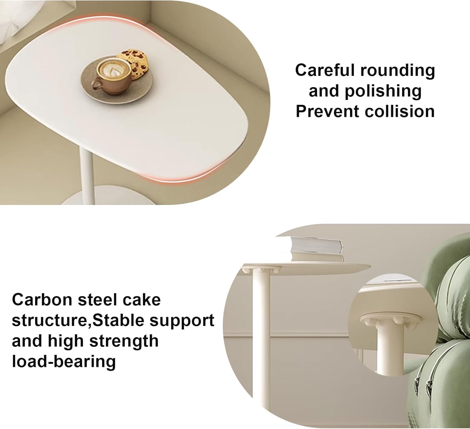 Modern Metal C-Shaped End Table - Slim Sofa Side Table with Snack Tray for Couch, Living Room, Dining Room, Cafe & Balcony | Perfect for TV Snacking, Reading & Small Space Decor