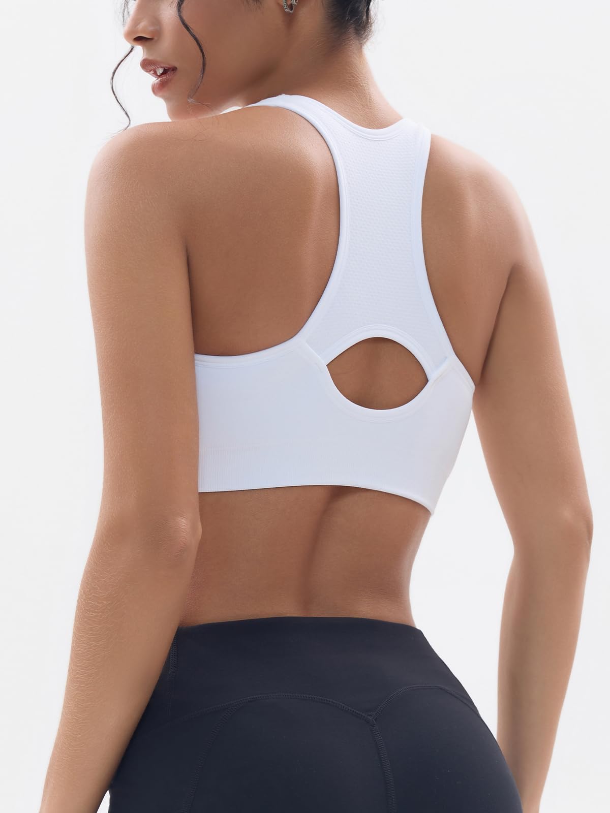 FITTIN Women's Racerback Sports Bras - Seamless Padded Workout Bras for Yoga, Gym, Running & Fitness | High Support Activewear for Training, Cardio & Daily Wear