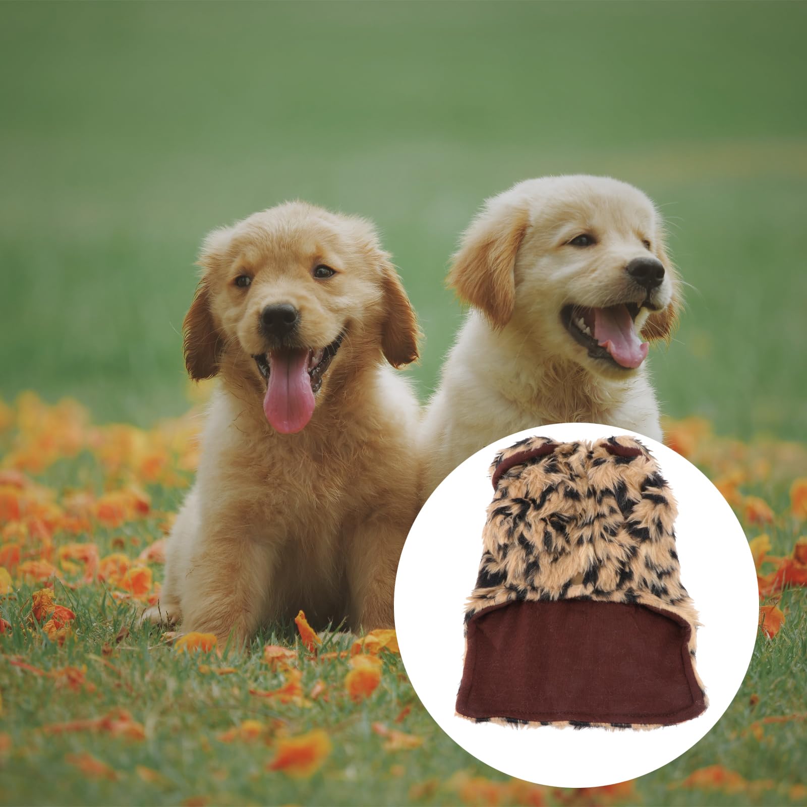 Balacoo Leopard Print Faux Fur Dog Coat - Warm Winter Jacket for Small Dogs & Puppies, Cozy Pet Sweater for Chihuahuas, Luxury Dog Clothing (Brown) - Perfect for Outdoor Walks, Cold Weather Protection & Stylish Pet Fashion
