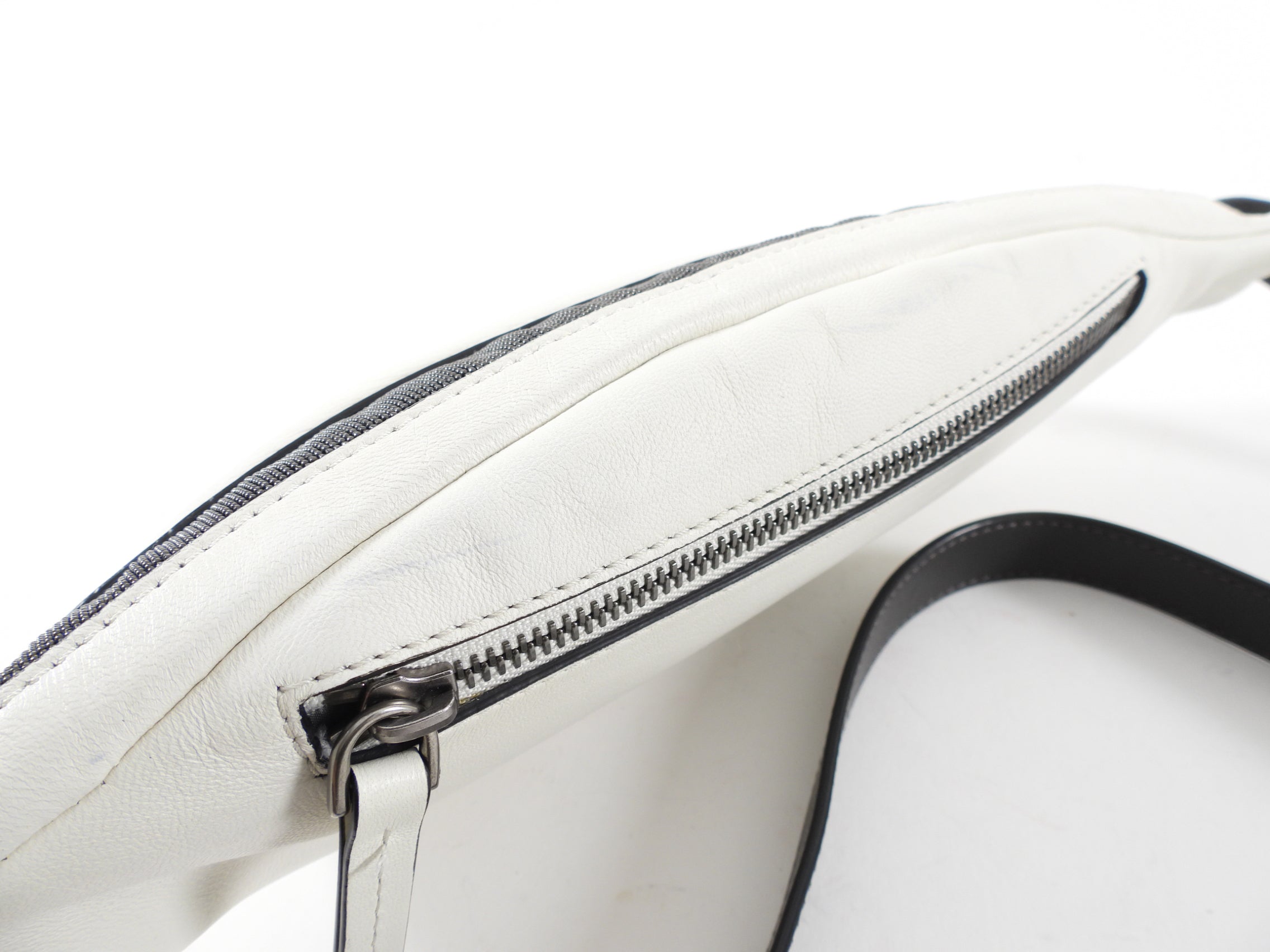 Brunello Cucinelli Genuine Leather Belt Bag for Women - White Luxury Waist Pack with Gold-Tone Hardware - Perfect for Travel, Concerts & Everyday Use