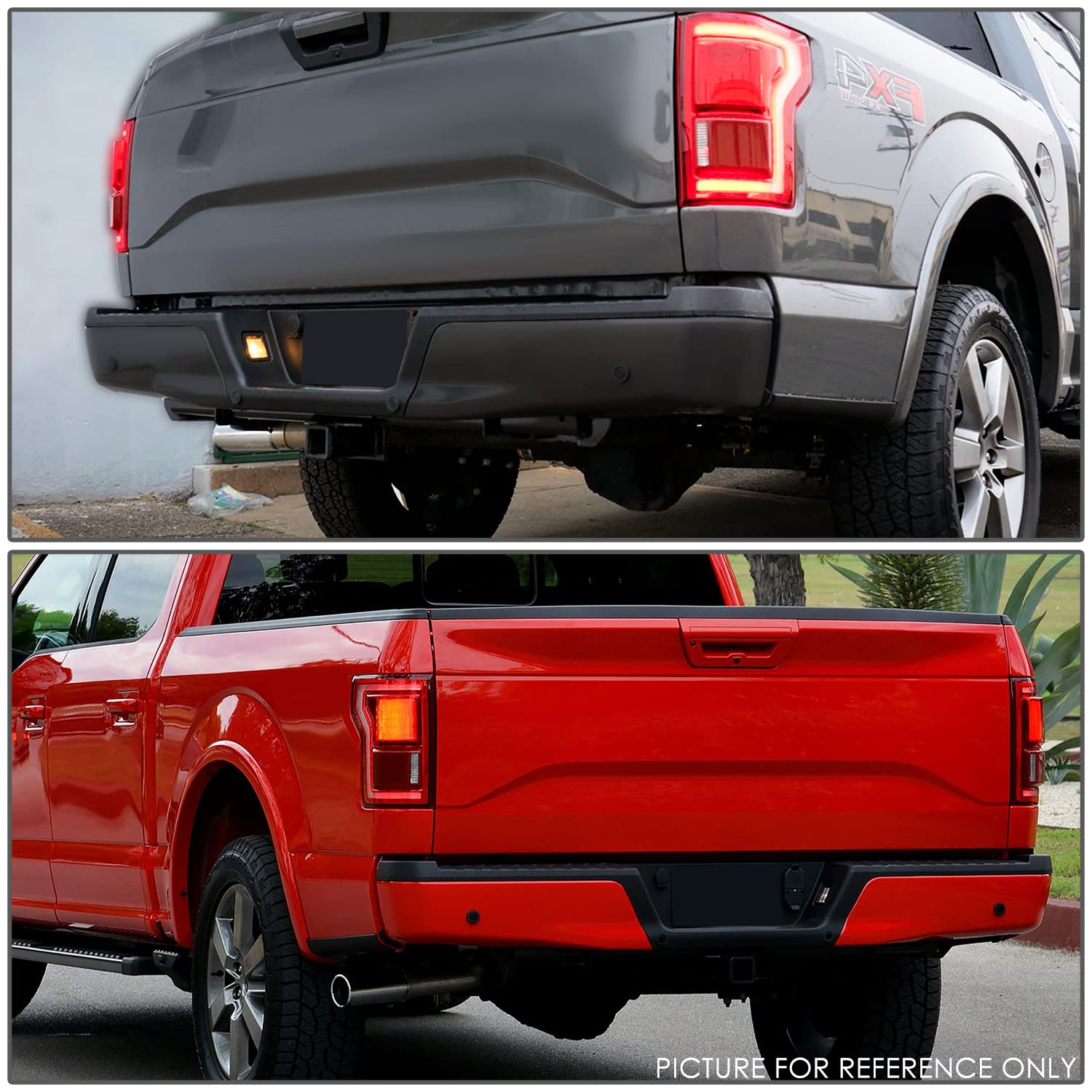 DNA MOTORING ZTL-Y-0256 2Pcs/Set Left & Right Rear Bumper Ends with Sensor Holes - Compatible with 2015-2020 Ford F150 (Excludes Raptor Models) | Perfect for Truck Upgrades, Off-Road Protection & Parking Assistance