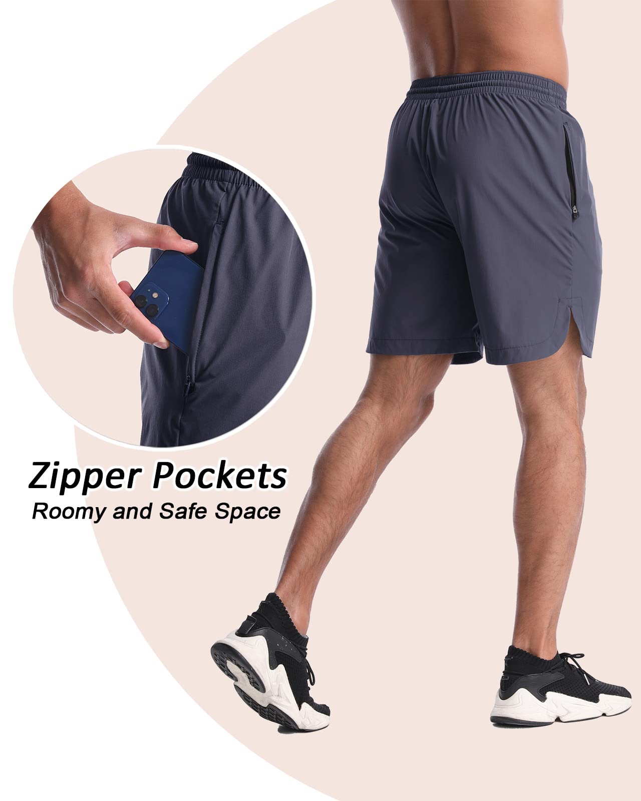 CANGHPGIN 2 Pack Men's 7 Inch Running Shorts - Quick Dry Athletic Gym Shorts with Pockets for Workout, Jogging & Training | Lightweight Breathable Sports Shorts for Men's Fitness & Outdoor Activities