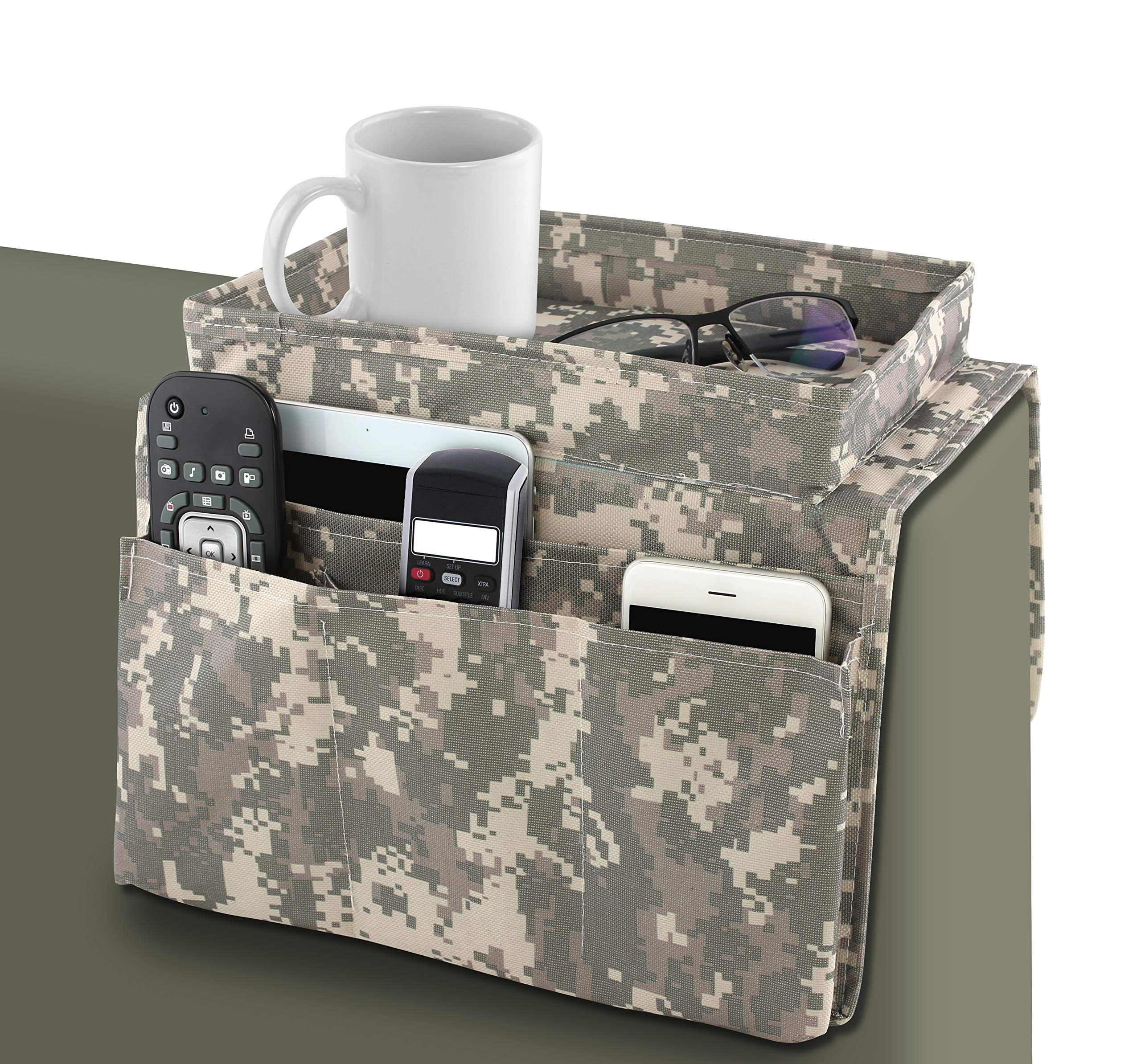 Tactical Camo Armrest Organizer for Car & Truck - Storage Pouch with Multiple Pockets for Phone, Wallet & Accessories - Perfect for Road Trips & Outdoor Adventures