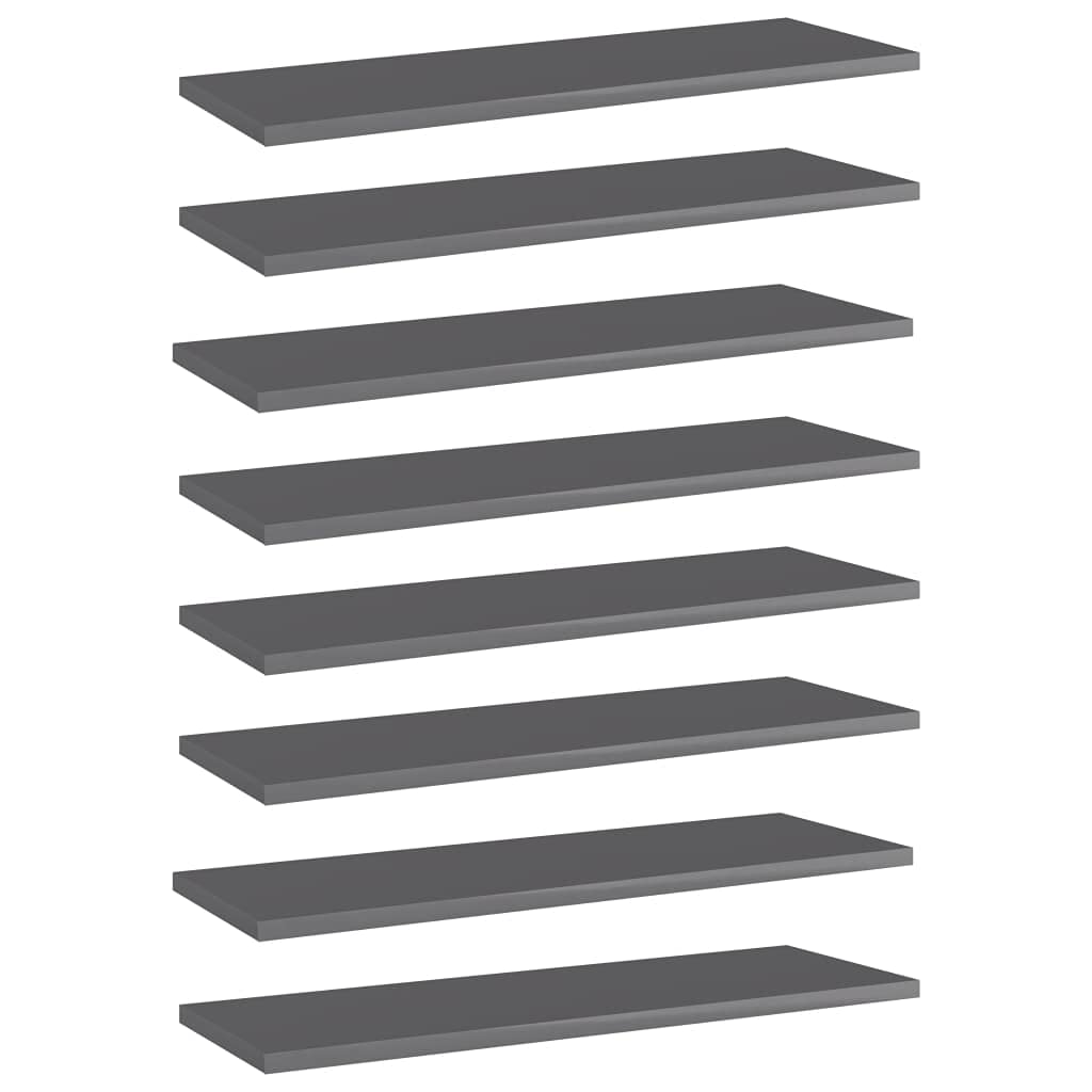 Floating Shelf Replacement Boards - 8 Pack High Gloss Gray Wall Shelves 23.6