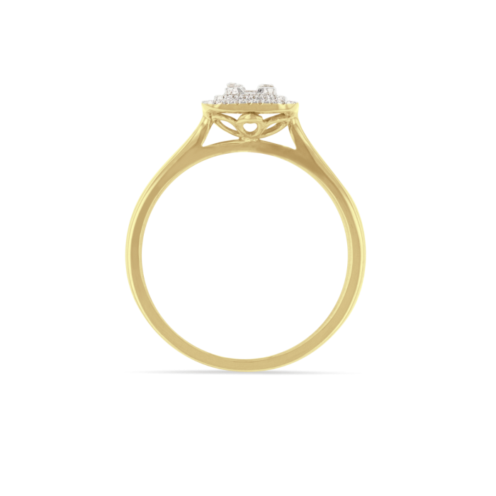 0.25ct Baguette & Round Cut Diamond Halo Engagement Ring in 9K Gold - Perfect for Wedding, Proposal & Anniversary Gifts