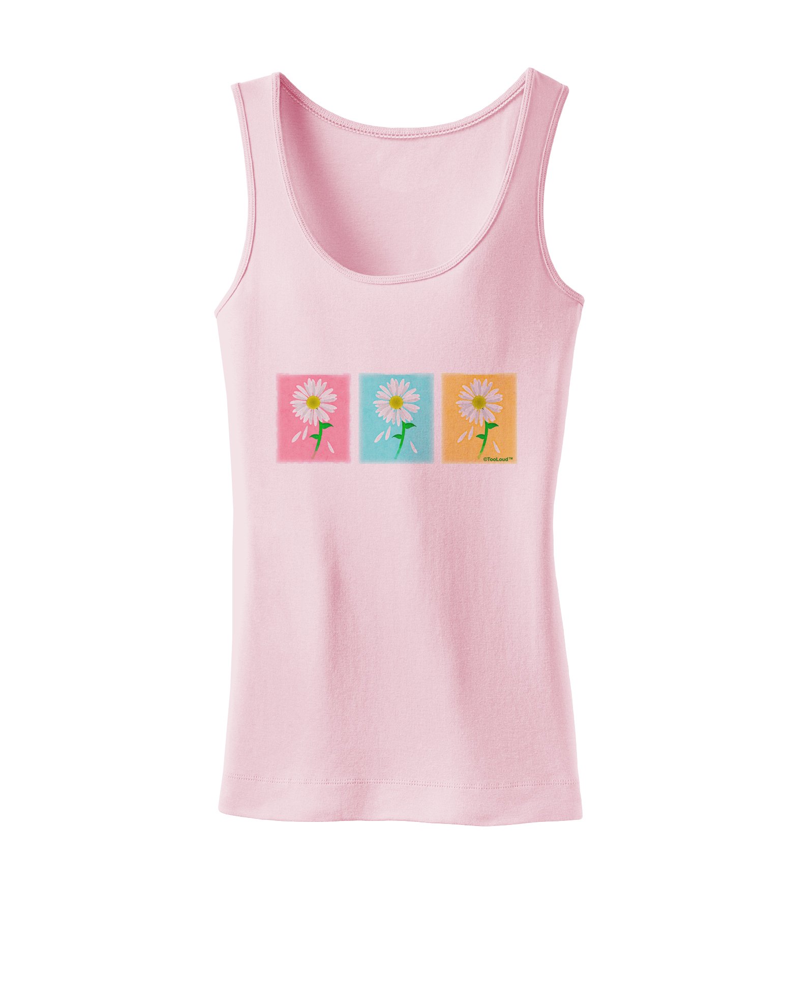 TOOLOUD Pretty Daisies Watercolor Women's Petite Tank Top - Floral Summer Blouse for Casual Wear, Beach Outfits & Boho Style
