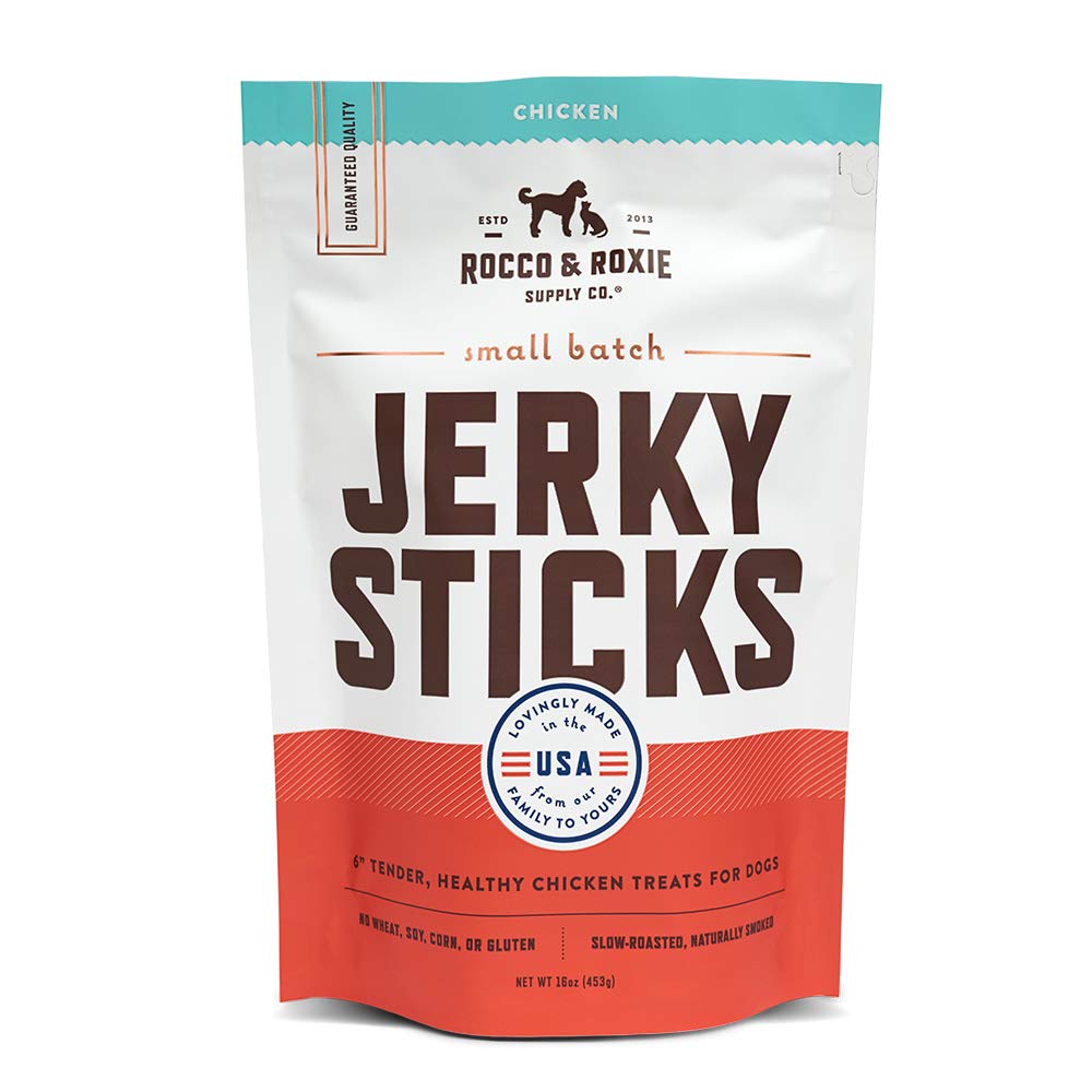 Rocco & Roxie Chicken Jerky Dog Treats for All Breeds - Soft & Healthy Training Snacks for Puppies, Adult & Senior Dogs - 1lb Bag - Perfect for Reward, Training & Daily Treats