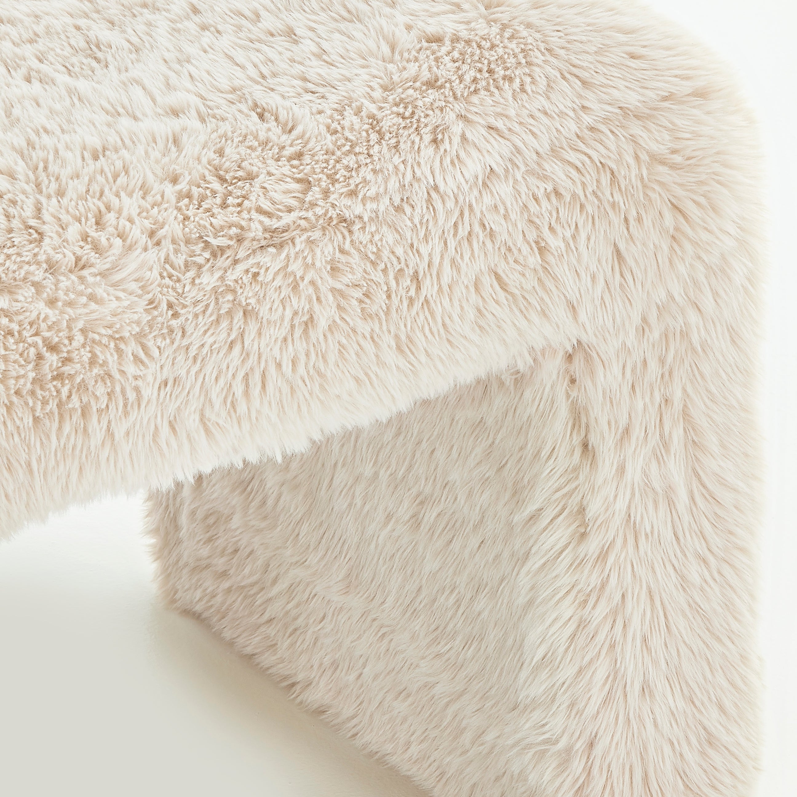 Roundhill Furniture Zorya Contemporary Faux Fur U-Shaped Ottoman Set of 2 - Modern Living Room Accent, Bedroom Footrest, Cozy Home Decor for Stylish Comfort