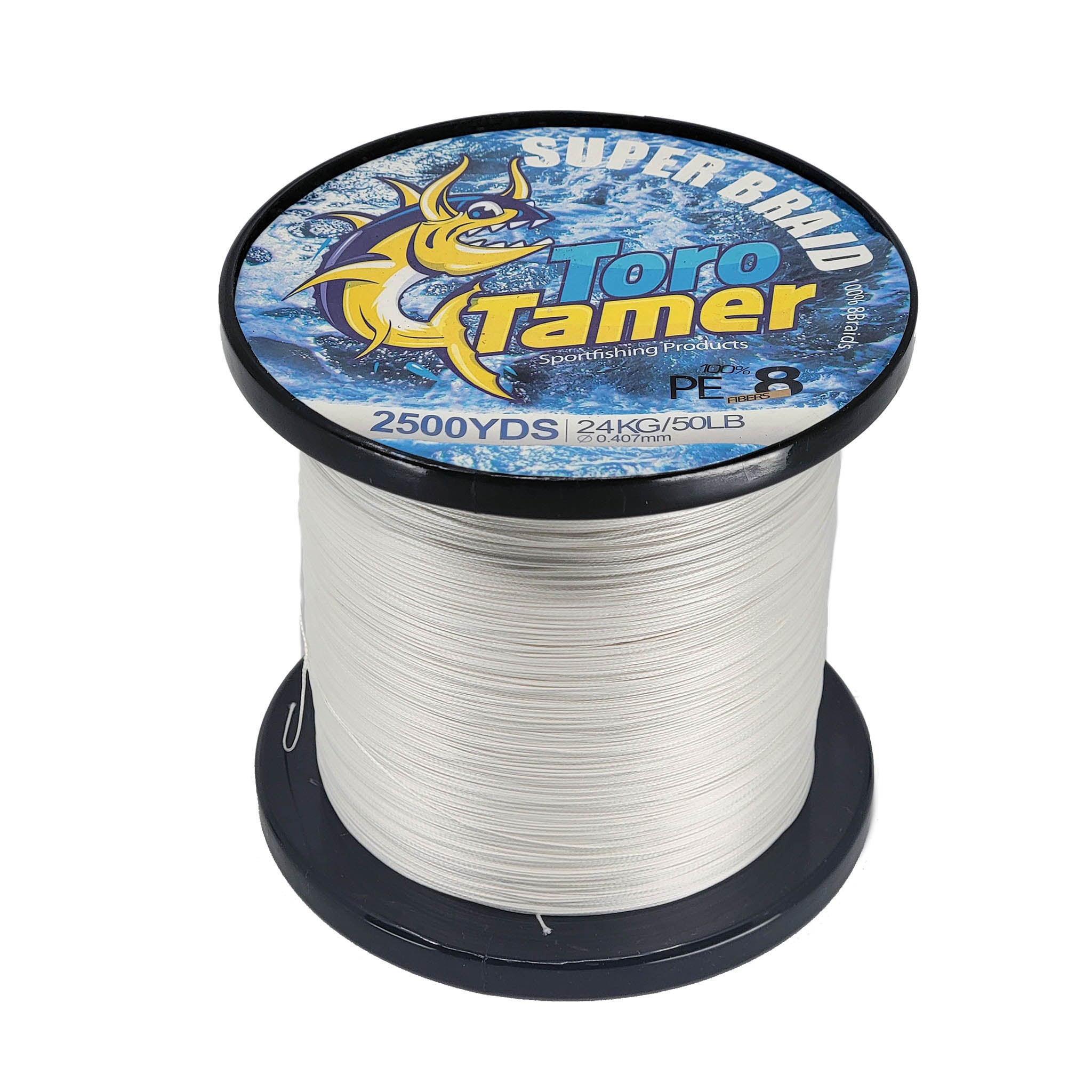 Toro Tamer 8 Strand Solid Braid Fishing Line - 2500 Yards - High Strength Saltwater & Freshwater Fishing Line for Deep Sea, Surf Casting, and Offshore Angling