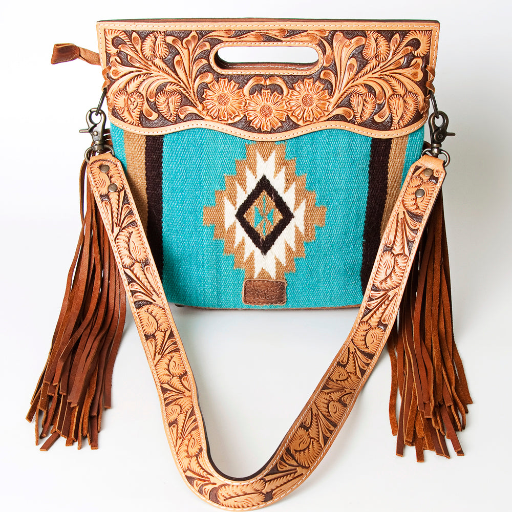 American Darling ADBG248 Genuine Leather Western Handbag - Hand Tooled Saddle Blanket Clutch Purse for Women | Perfect for Cowgirl Fashion, Rodeo Events & Western Style Outfits