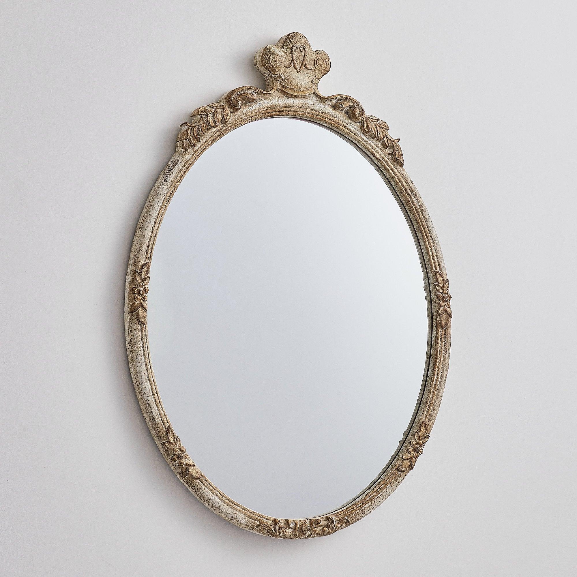 Rustic Wood Frame Oval Wall Mirror - Traditional Decorative Hanging Mirror for Living Room, Bedroom & Entryway Decor