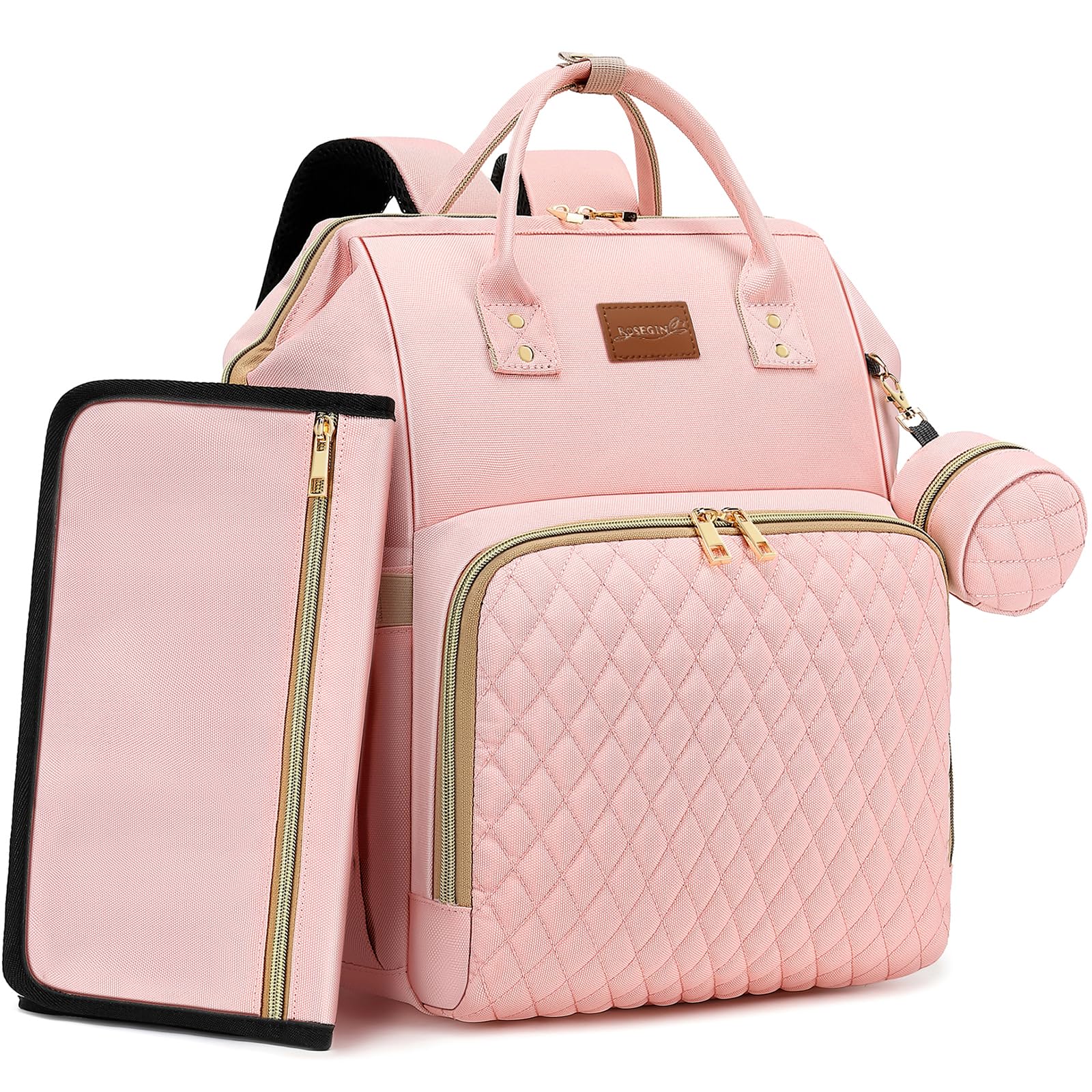 **Pink Baby Diaper Backpack for Girls - Large 35L Capacity with Changing Pad, Pacifier Case, Insulated Pockets & Stroller Straps - Perfect Baby Shower Gift, Cute & Stylish - Ideal for Travel, Outings & Everyday Use**