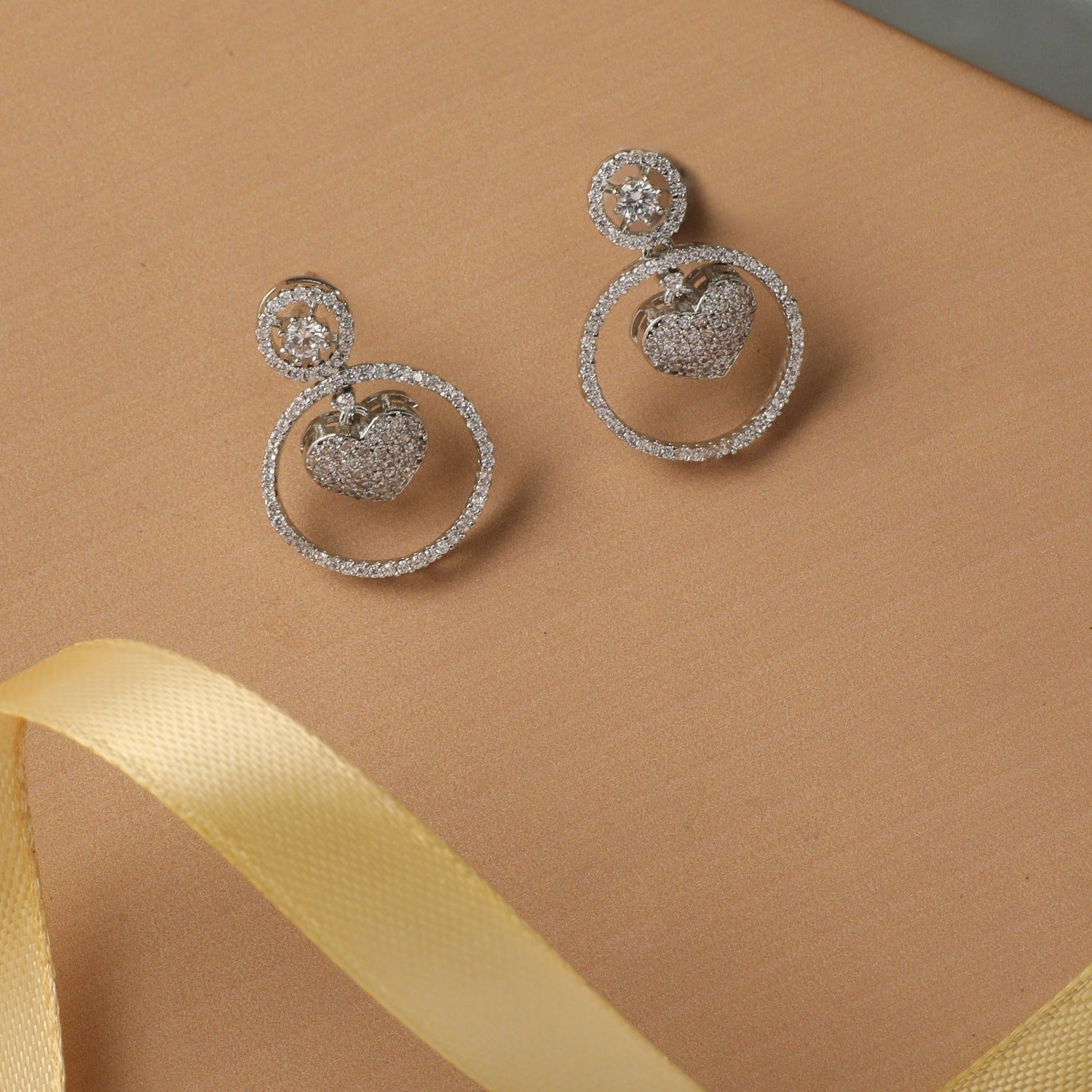 Everyday Heart CZ Drop Earrings for Women - Sparkling Cubic Zirconia Dangle Earrings - Perfect for Valentine's Day, Anniversary, Date Night & Special Occasions
