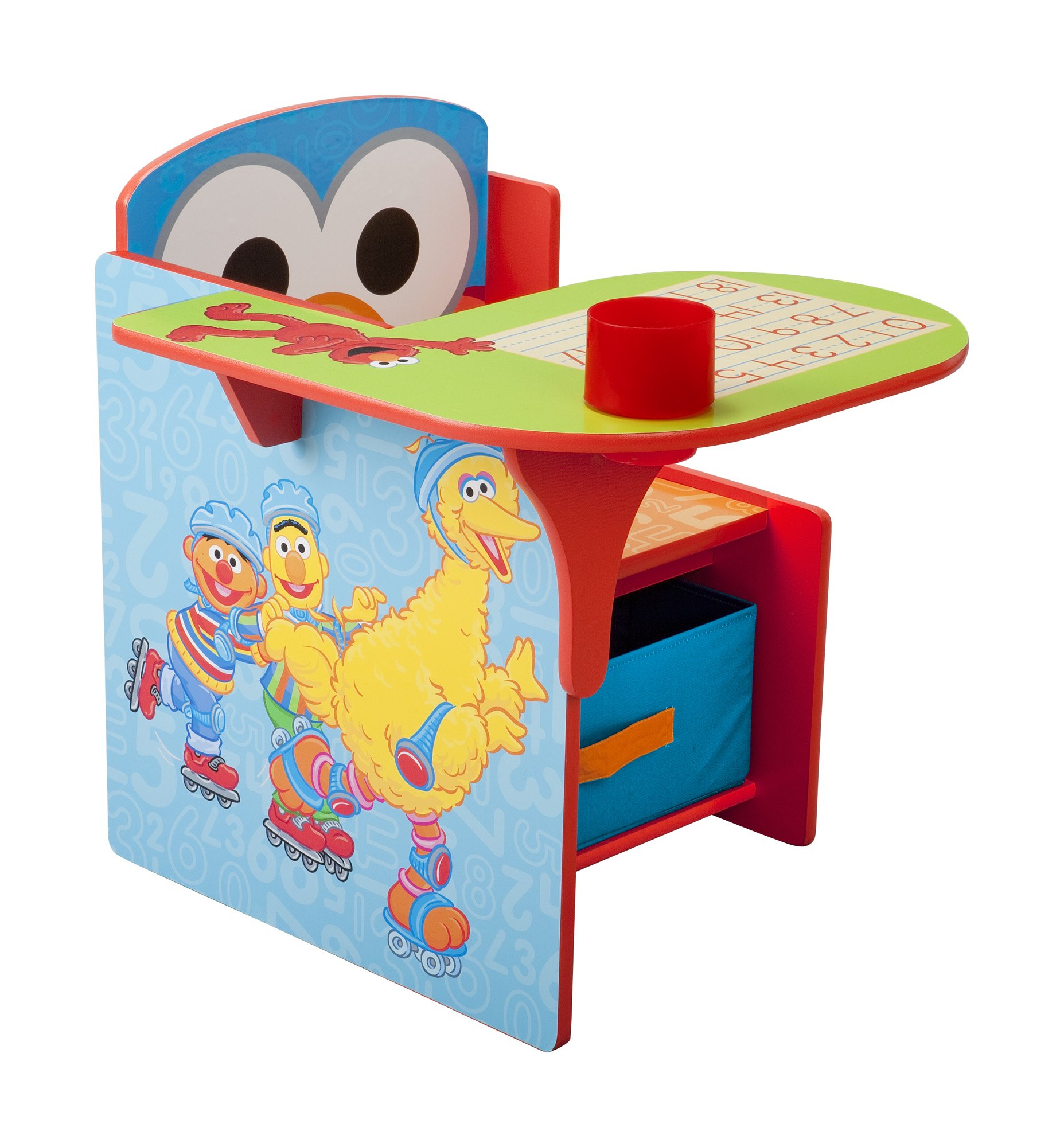 Delta Children Chair Desk with Storage Bin - Sesame Street Themed Kids Study Table for Home & Classroom - Perfect for Reading, Writing & Organizing Toys