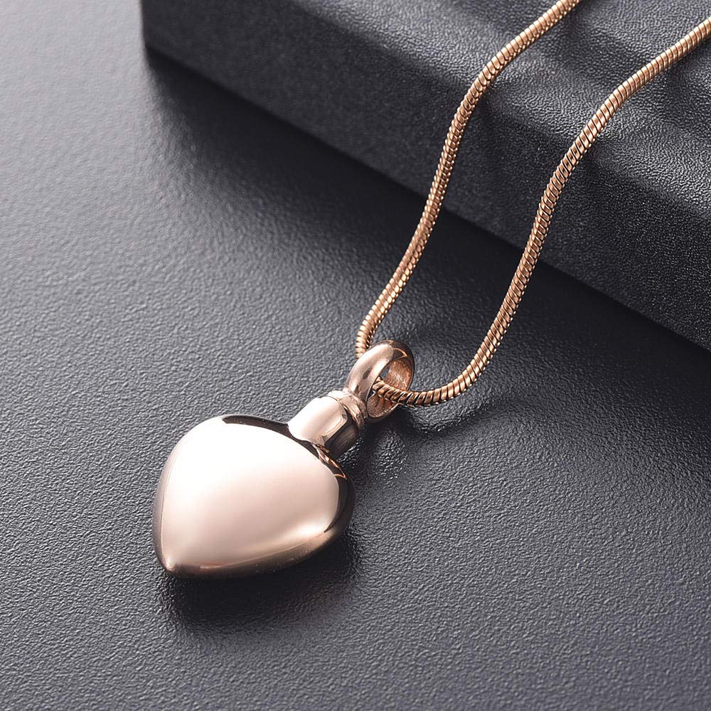 316L Stainless Steel Cremation Ashes Necklace - Heart Urn Pendant for Ashes Keepsake, Memorial Jewelry for Women (Rose Gold, 3 Pieces) - Perfect for Funeral Remembrance, Memorial Services & Honoring Loved Ones