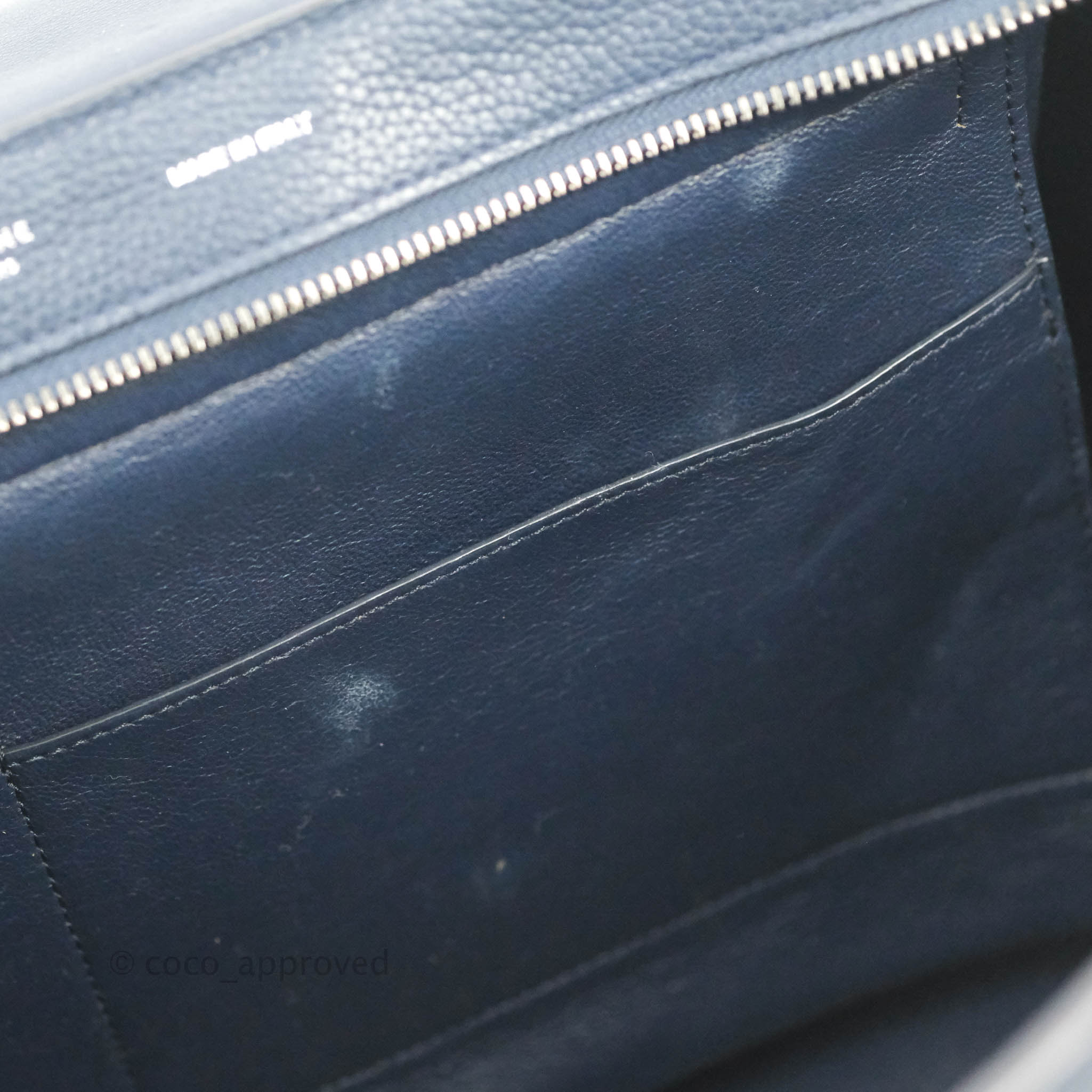 Celine Small Sleek Trapeze Handbag in Navy Calfskin Leather - Perfect for Work, Travel & Everyday Use