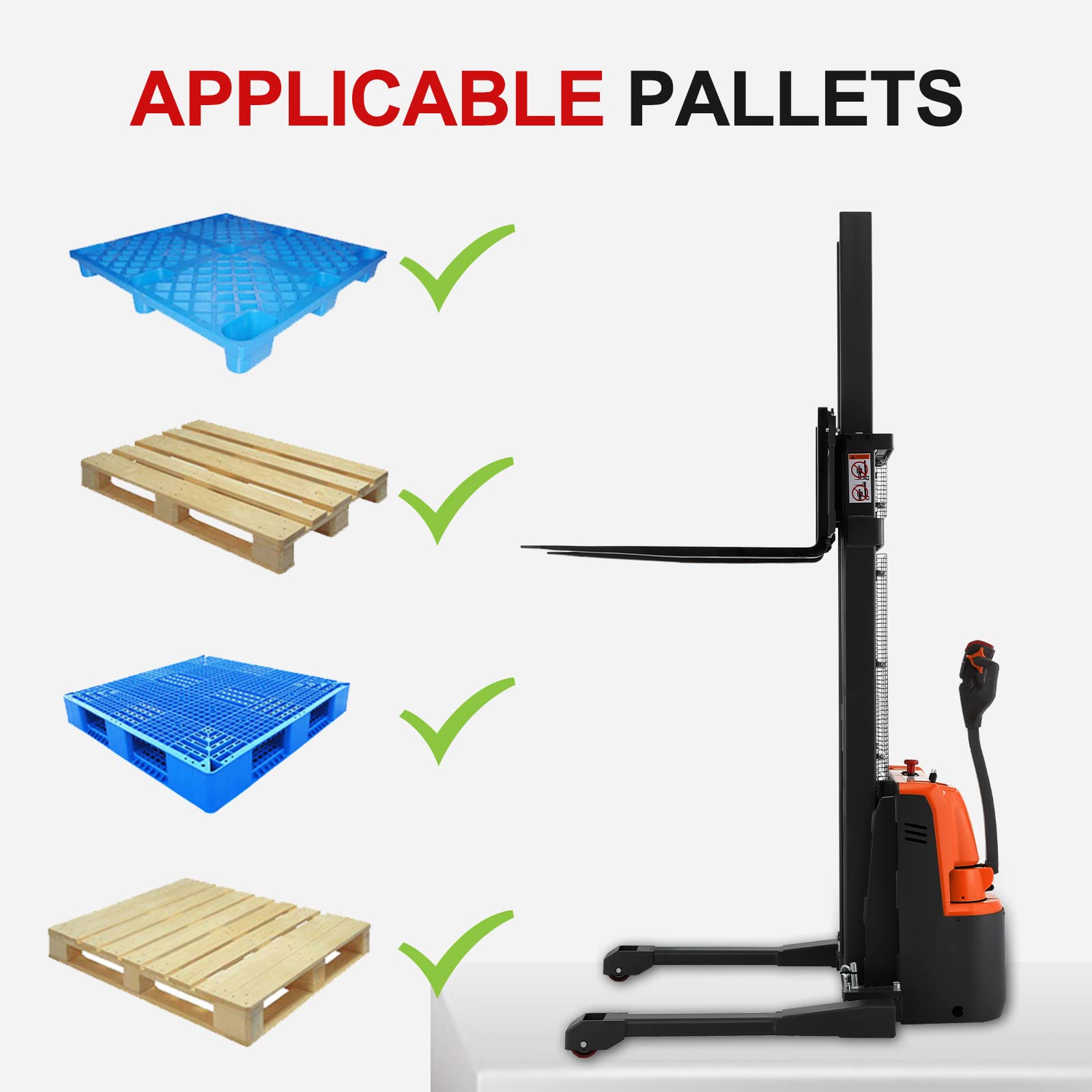 Tory Carrier Full Electric Pallet Stacker - 2640lbs Capacity Walkie Forklift with 98