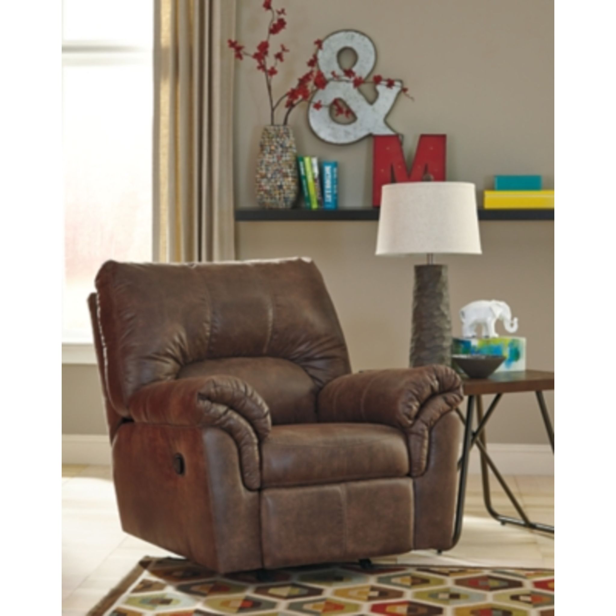 Bladen Rocker Recliner Chair - Comfortable Leather Living Room Reclining Chair with Smooth Gliding Motion - Perfect for Relaxing, Watching TV or Napping