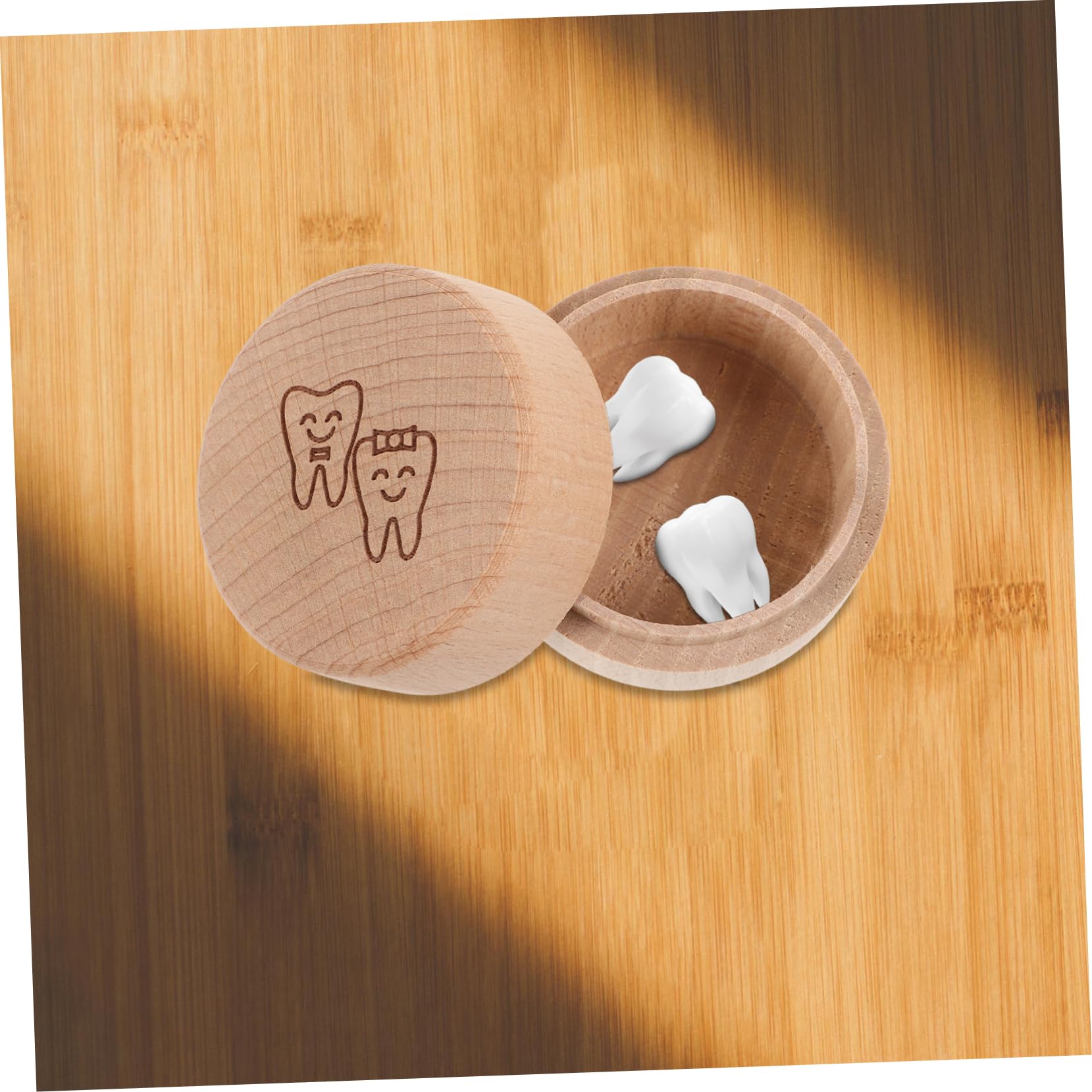 PRETYZOOM Wooden Tooth Saver Box for Kids - Baby Teeth Organizer & Keepsake Storage Container with Fetal Hair Holder - Perfect for Baby's First Tooth, Milestone Memories, and Nursery Decor