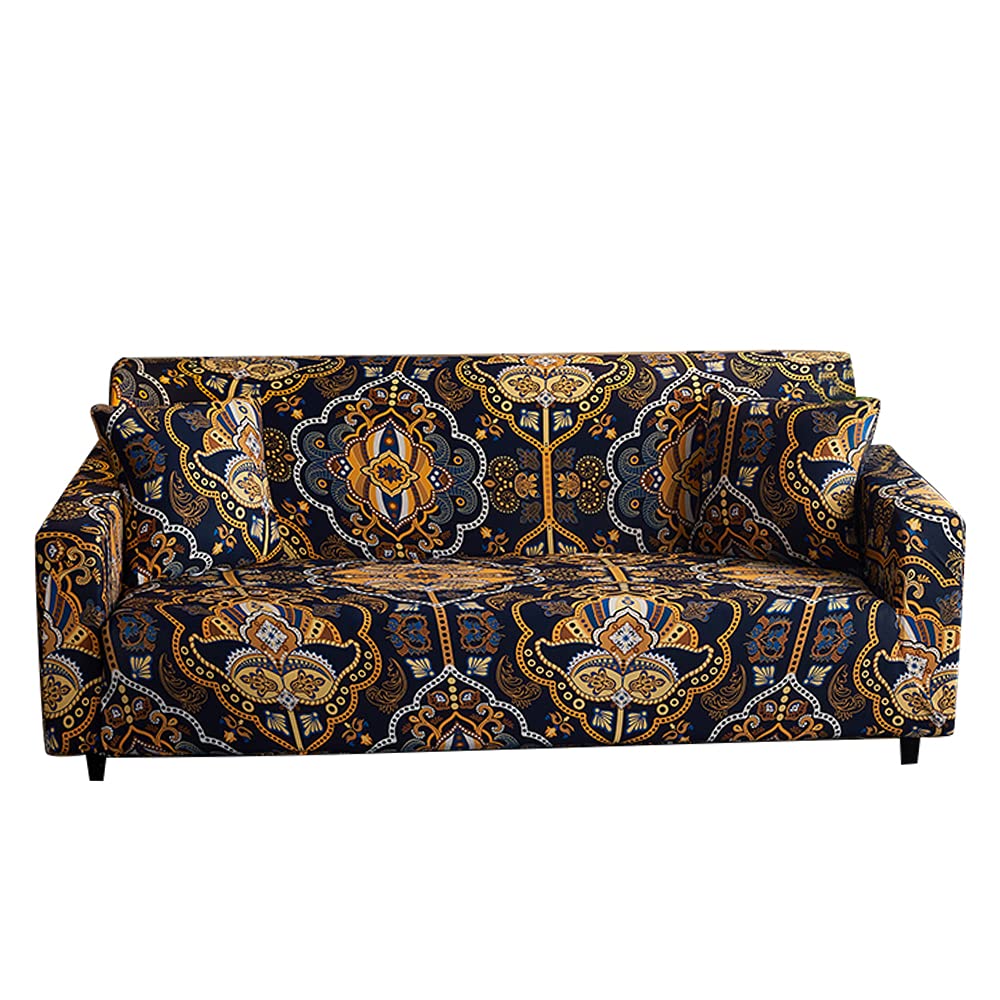 Stretch Printed Sofa Cover - Patterned Slipcover for Armchairs & Couches | Soft Fabric Protector | Perfect for Living Room, Bedroom & Office Decor (AJN, Armchair)