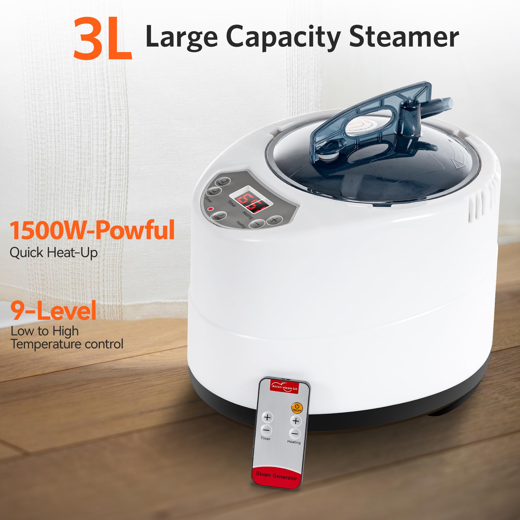 Portable Home Sauna Tent with 3L Steamer & Remote Control - Detox, Relaxation & Weight Loss - Includes Folding Chair & Adjustable Timer (1-60 Min) - Perfect for Home Spa, Yoga Recovery & Post-Workout Relaxation