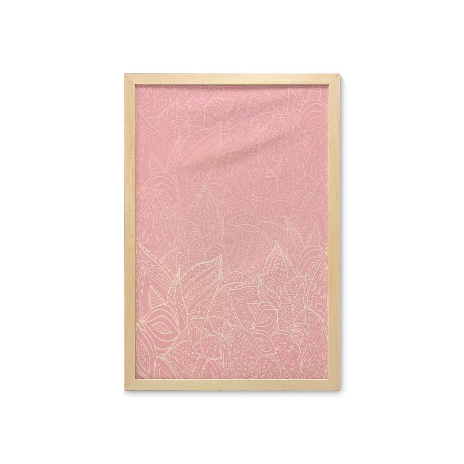 Ambesonne Floral Wall Art with Frame - Pastel Leaf Botanical Print Fabric Poster 23
