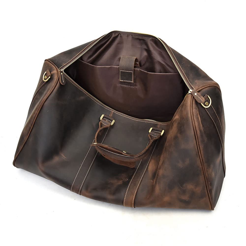 Premium Handmade Leather Duffel Bag - Stylish Carryall Weekender for Travel, Gym & Sports - Durable Overnight Bag for Men & Women (Brown) - Perfect for Business Trips, Weekend Getaways & Workout Sessions