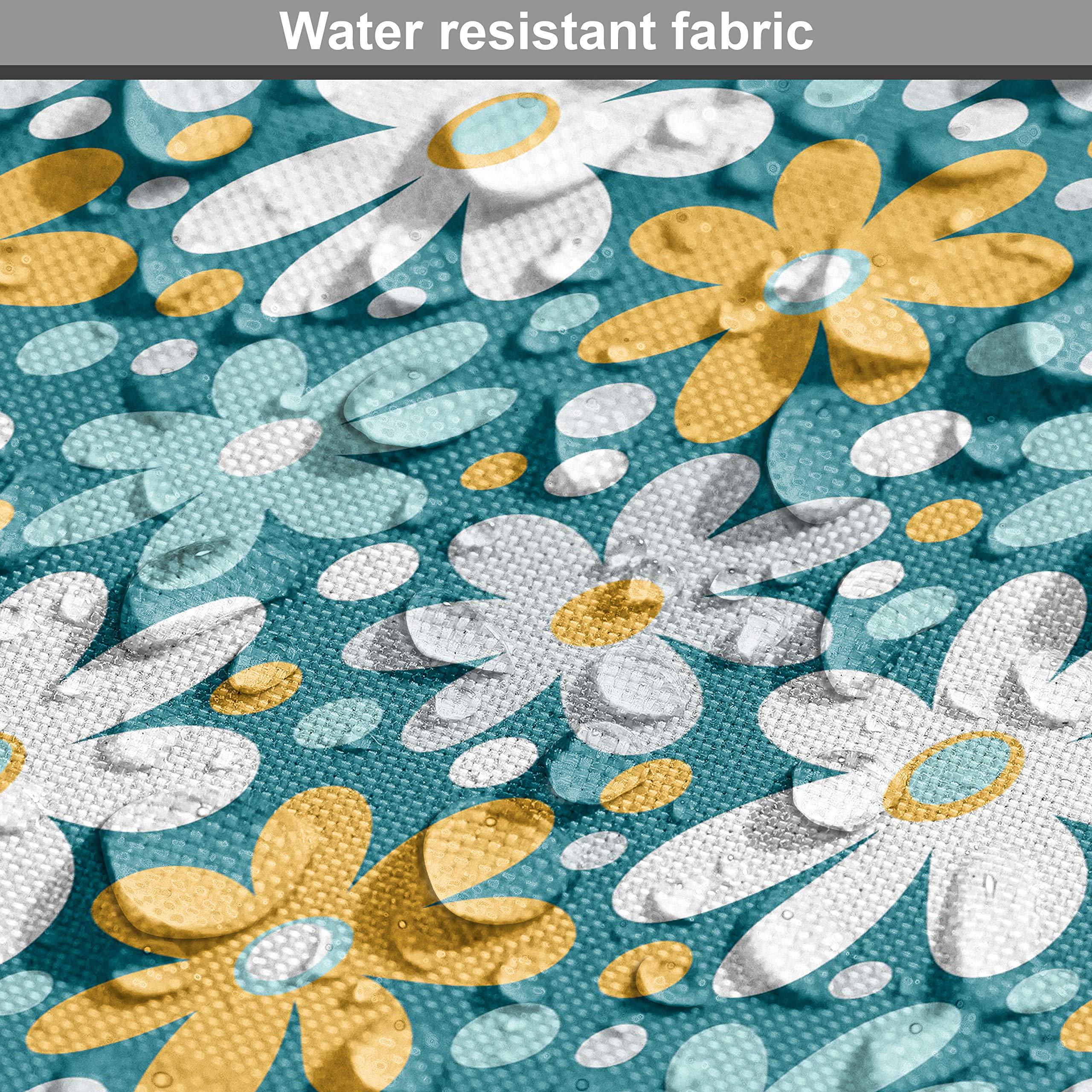 Ambesonne Spring Floral Fabric by The Yard - Gardening Petals Daisy Flowers Field Chamomile Bouquets Blossoms Design - Decorative Upholstery Fabric for Sofa, Curtains, Pillows - Home Decor Accent Fabric - 5 Yards Teal Pale Blue Orange - Perfect for DIY Projects, Table Runners, Quilting & Crafting
