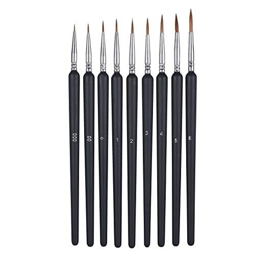 EXCLUZO 9-Piece Professional Nail Art Brush Set - UV Painting Pens with Birch Wood Handle for Manicure, Tip Builder, Liner & Polish - Perfect for Salon, Home DIY Nail Designs & Professional Nail Artists