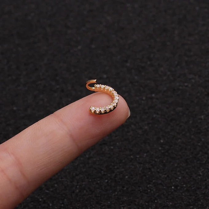 20G 6mm & 8mm CZ Pave Hoop Septum Ring - ER8508 | Hypoallergenic Surgical Steel Nose Piercing Jewelry for Women & Men | Perfect for Everyday Wear, Parties & Special Occasions