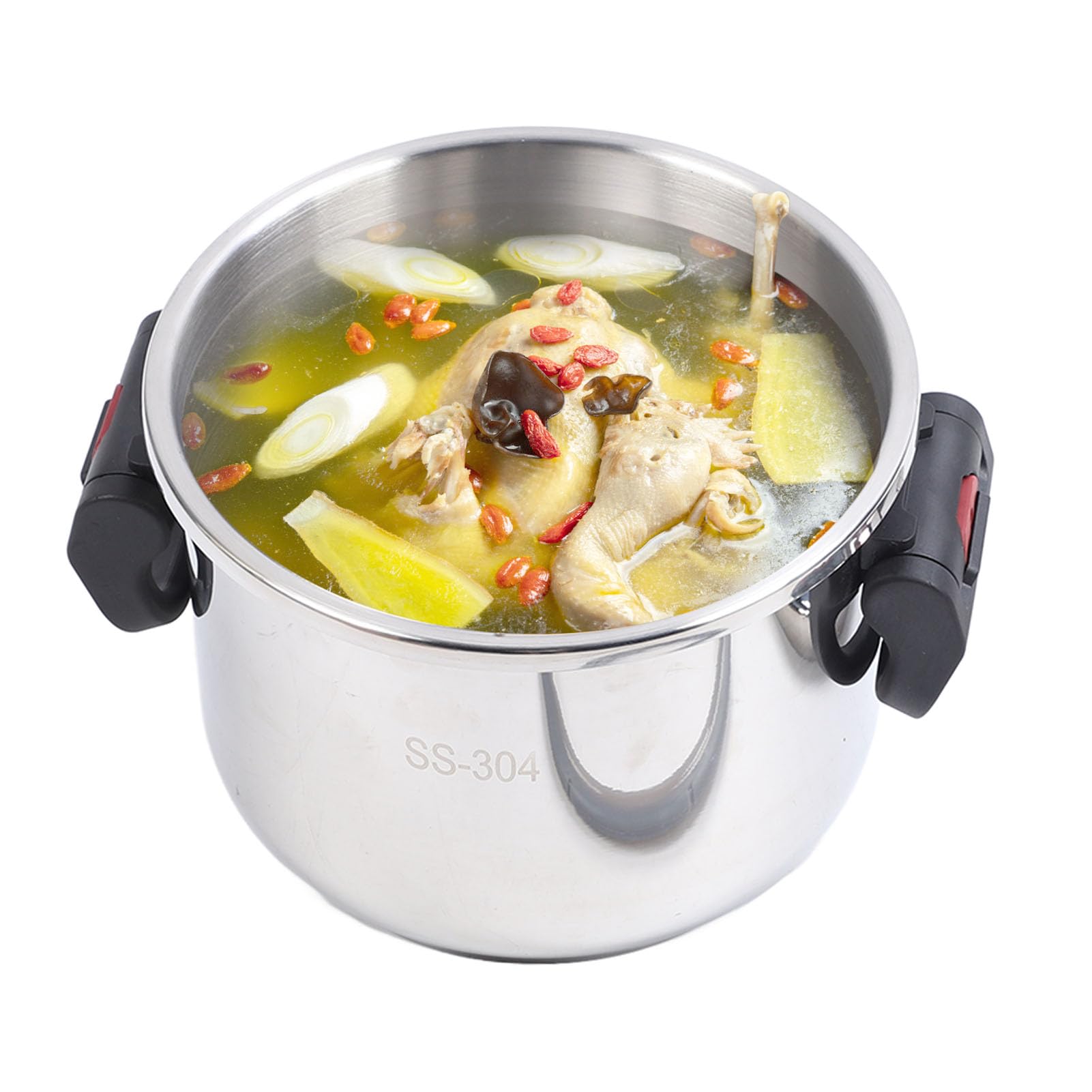 Luqeeg 8QT Stainless Steel Pressure Cooker - 2-in-1 Pressure Cooking Pot & Canner with Foldable Handle, Compatible with Induction/Gas/Electric Stoves - Perfect for Canning, Stewing & Fast Cooking at Home